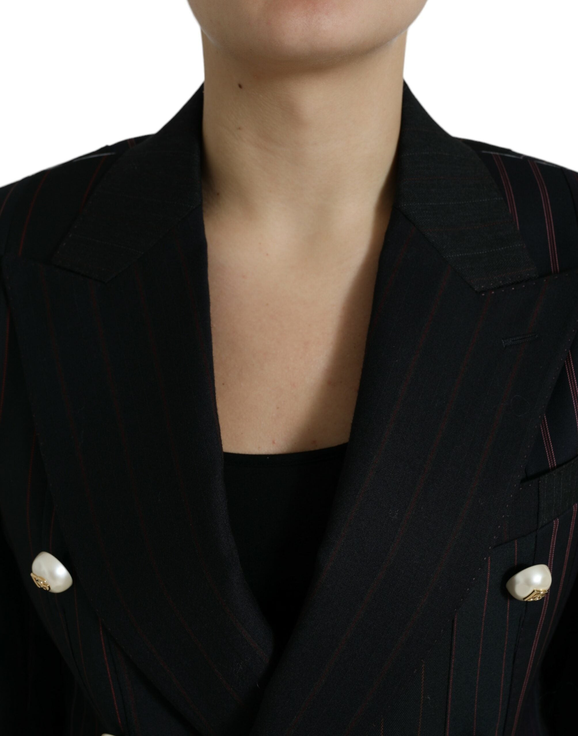 Dolce & Gabbana Black Striped SICILIA Double Breasted Jacket Dolce & Gabbana