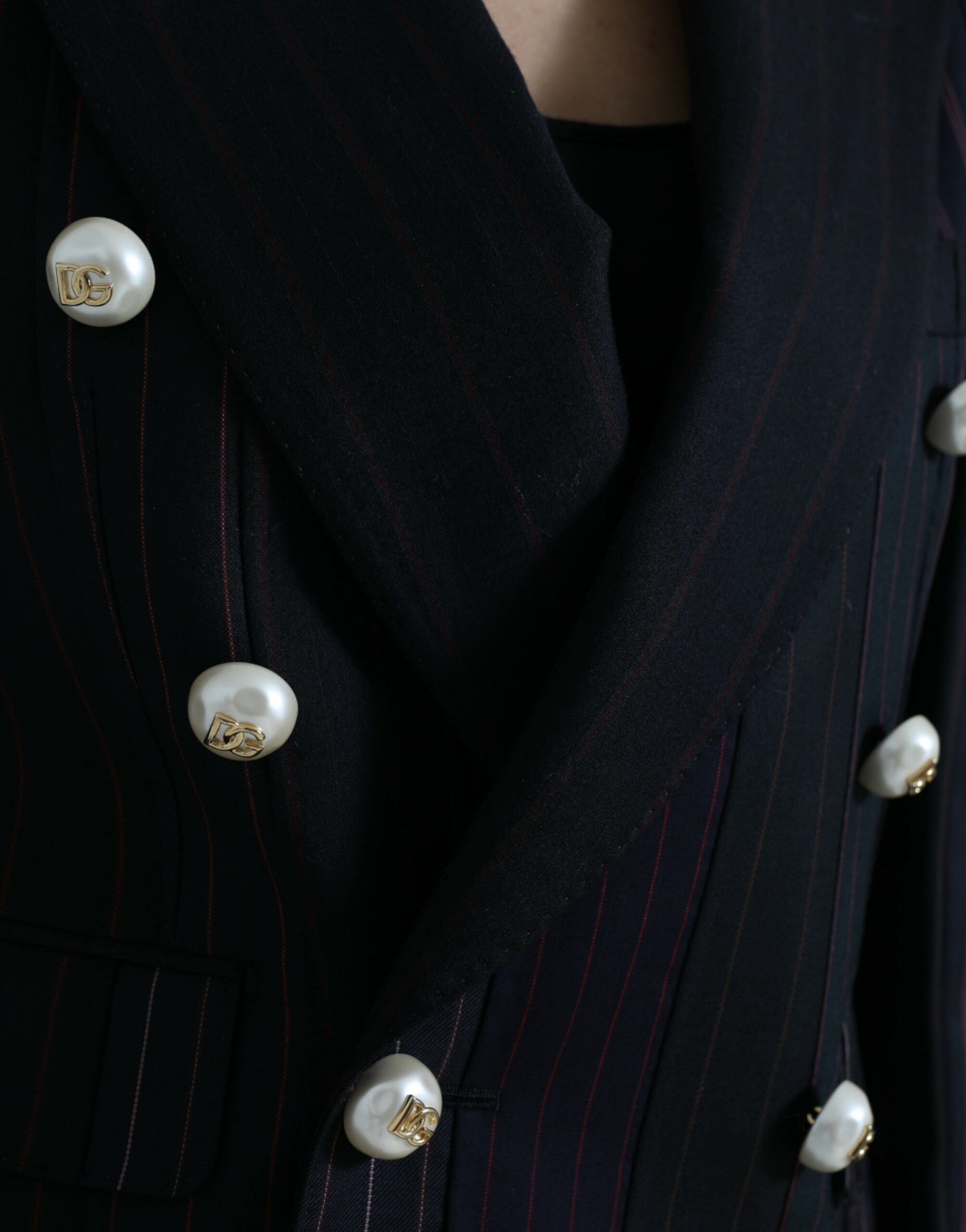 Dolce & Gabbana Black Striped SICILIA Double Breasted Jacket Dolce & Gabbana