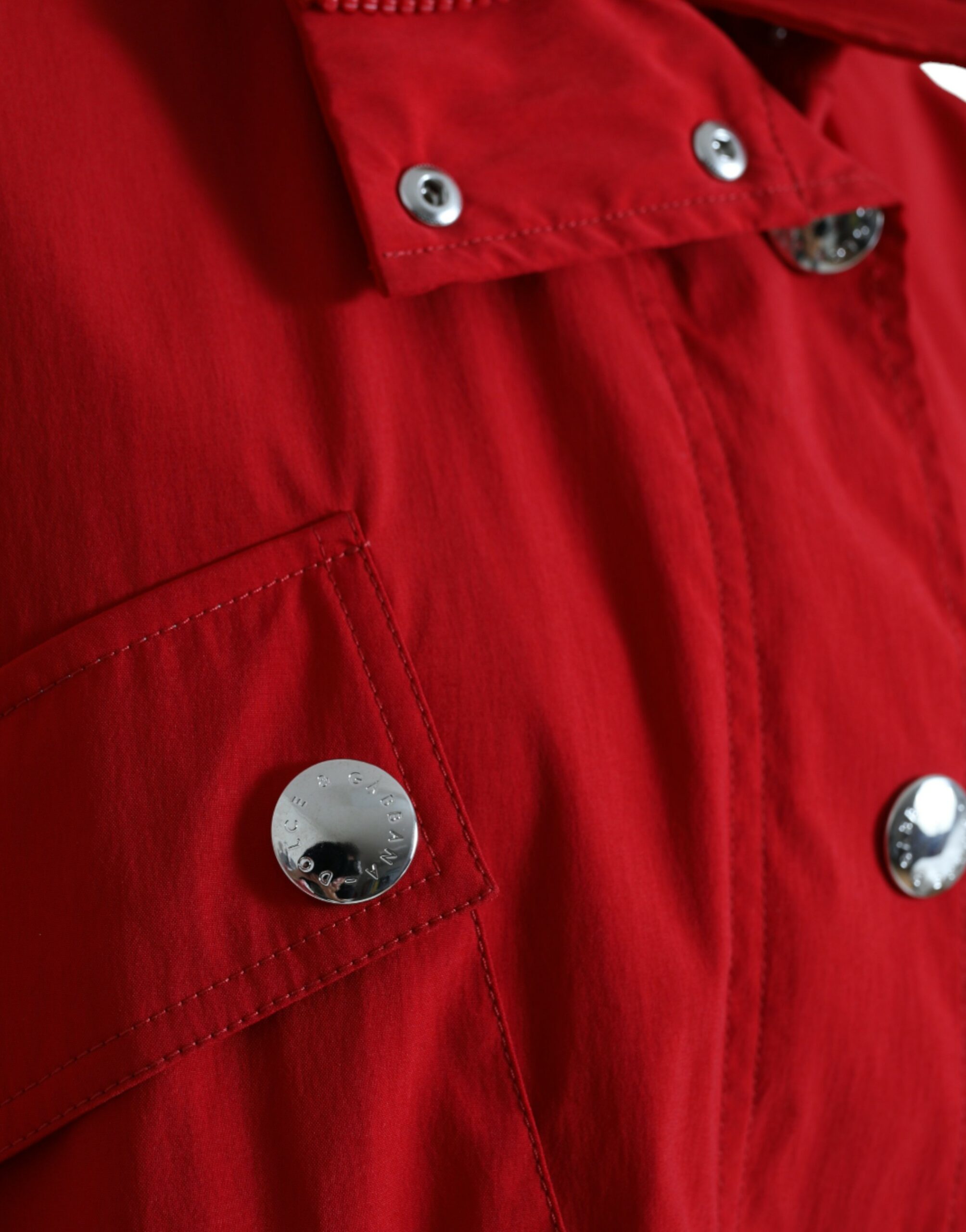 Dolce & Gabbana Red Polyester Hooded Button Rain Coat Jacket Dolce & Gabbana