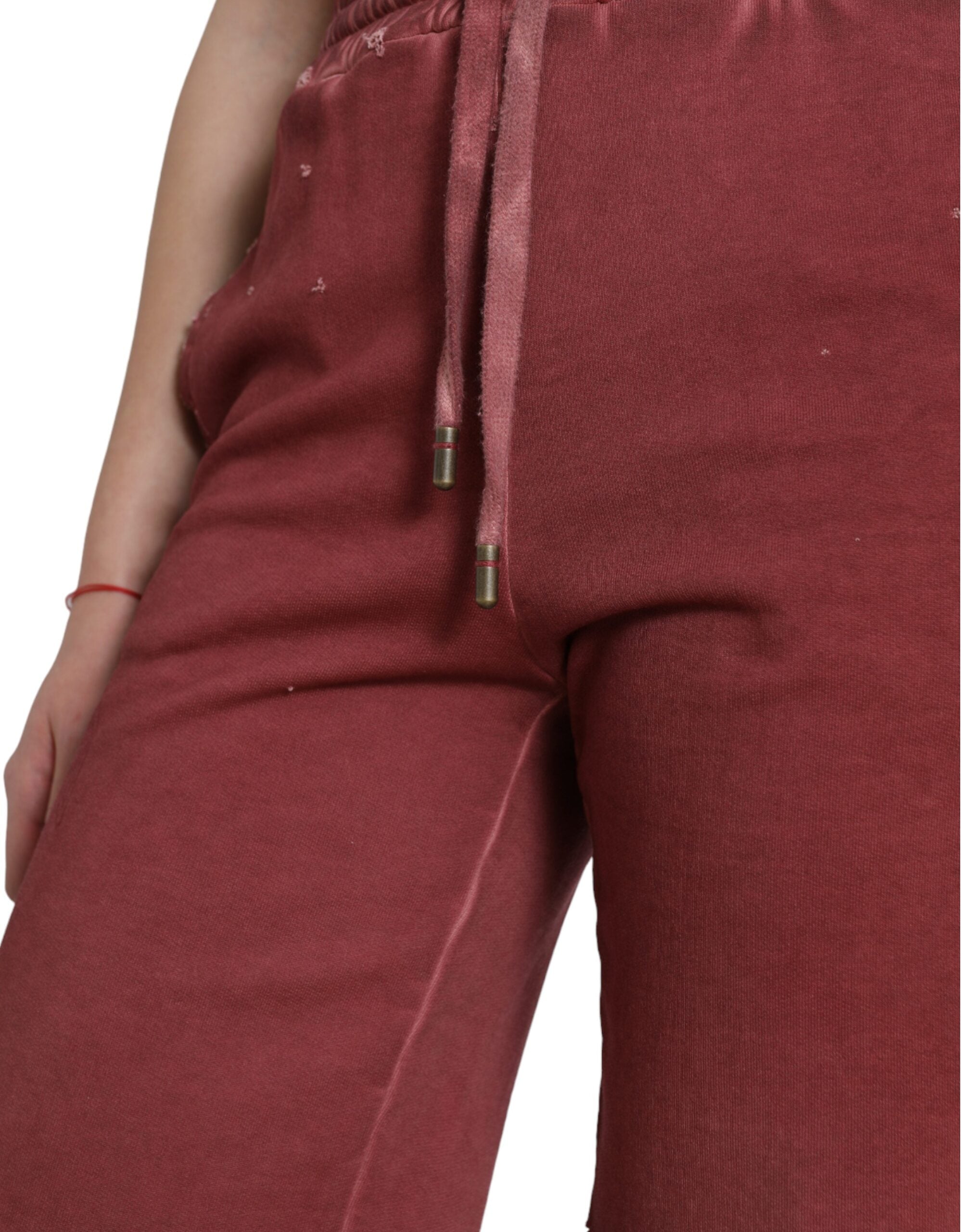 Dolce & Gabbana Maroon Cotton High Waist Sweatshorts Shorts Dolce & Gabbana