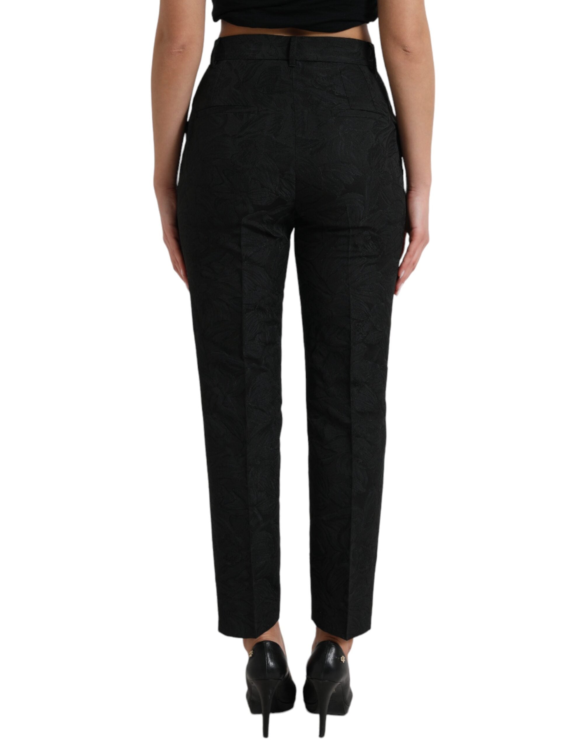 Dolce & Gabbana Black Polyester High Waist Tapered Pants Dolce & Gabbana