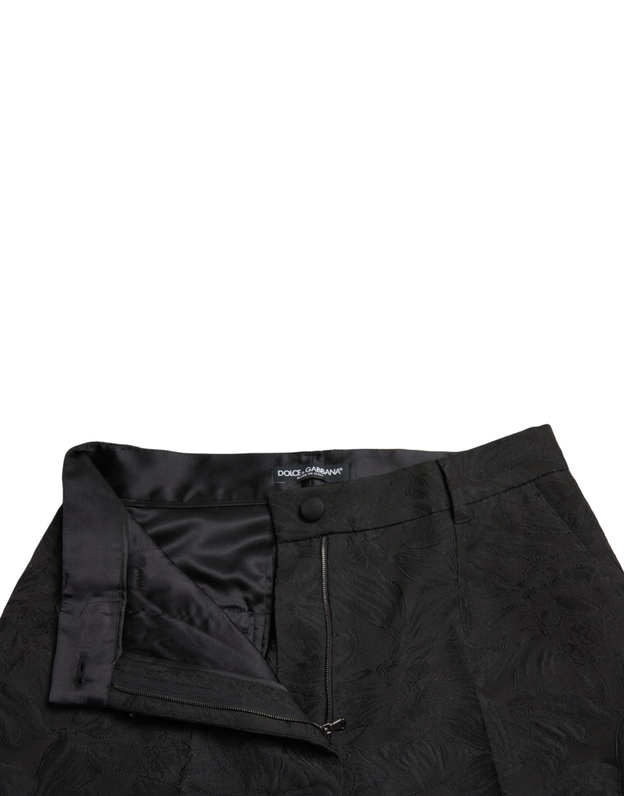 Dolce & Gabbana Black Polyester High Waist Tapered Pants Dolce & Gabbana