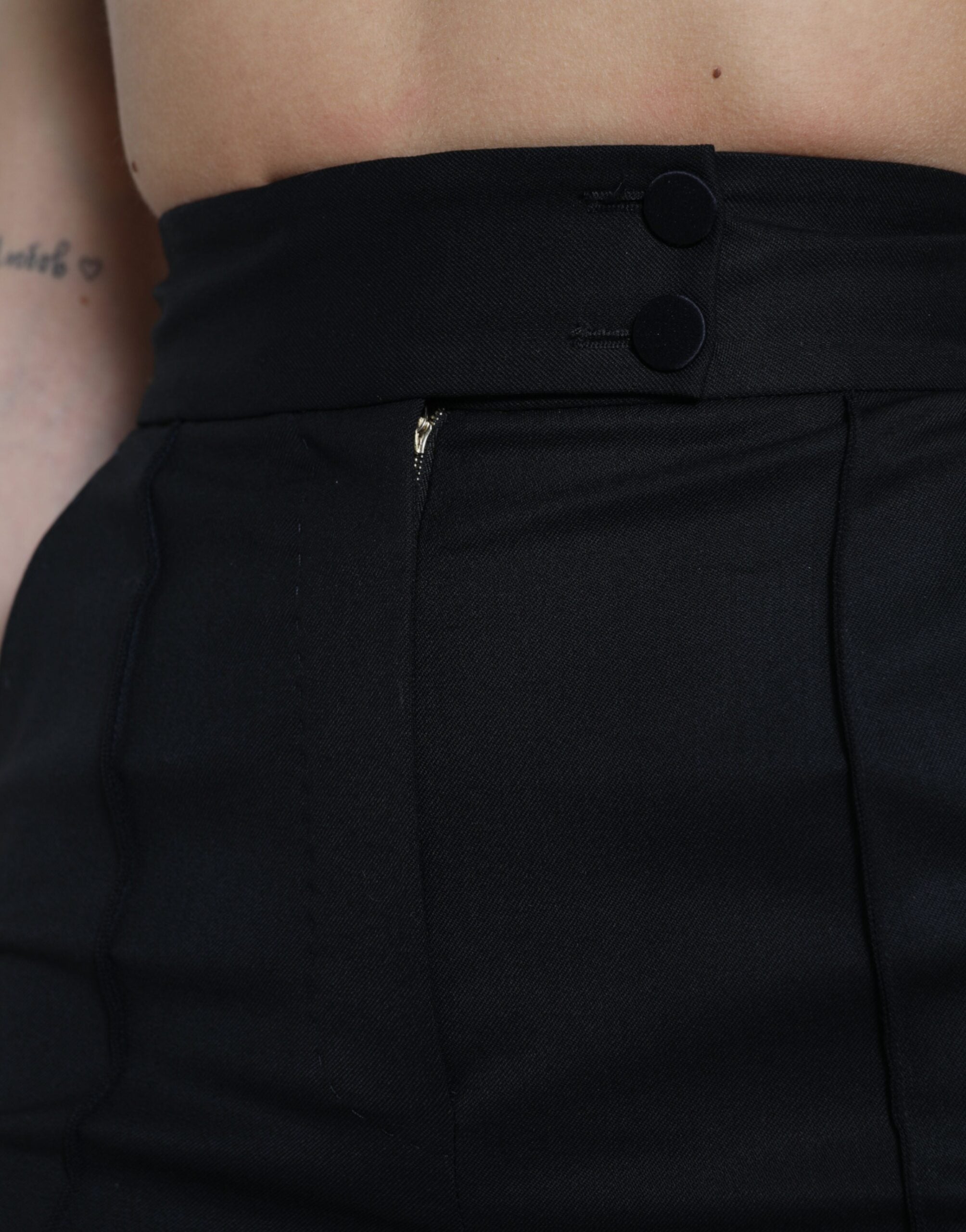 Dolce & Gabbana Black Wool High Waist Tapered Pants Dolce & Gabbana