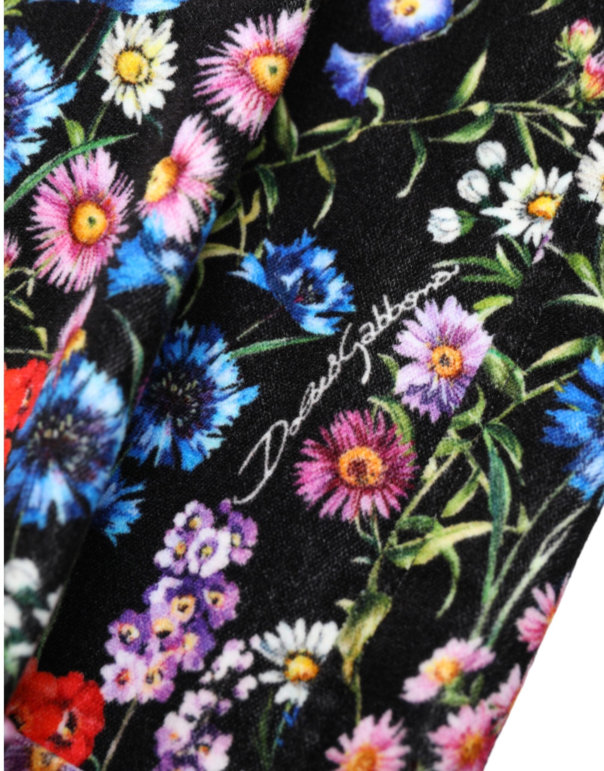 Dolce & Gabbana Black Floral High Waist Hot Pants Shorts Dolce & Gabbana