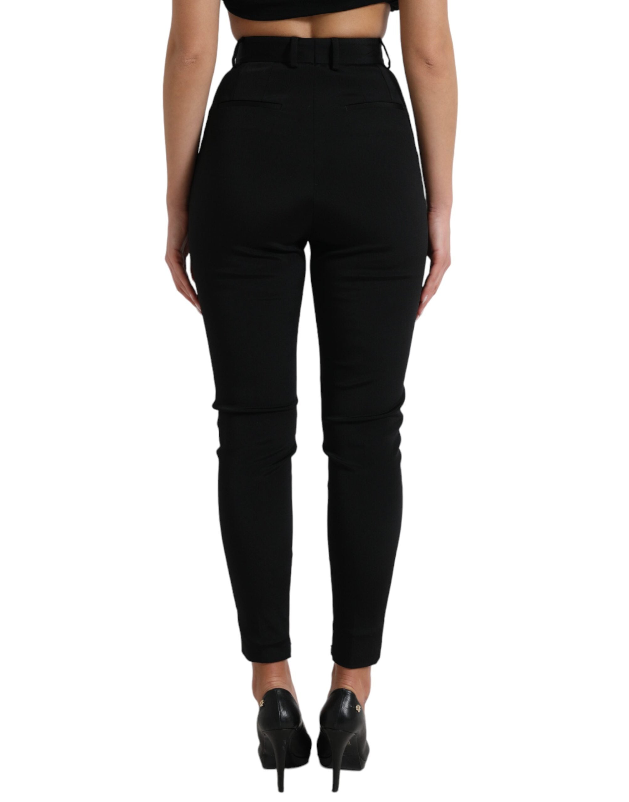 Dolce & Gabbana Black Wool Stretch High Waist Skinny Pants Dolce & Gabbana