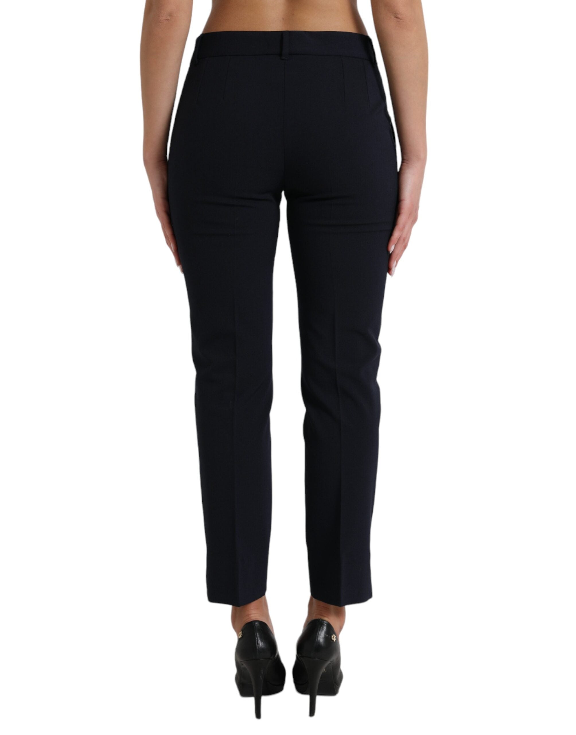 Dolce & Gabbana Blue Mid Waist Tapered Cropped Pants Dolce & Gabbana