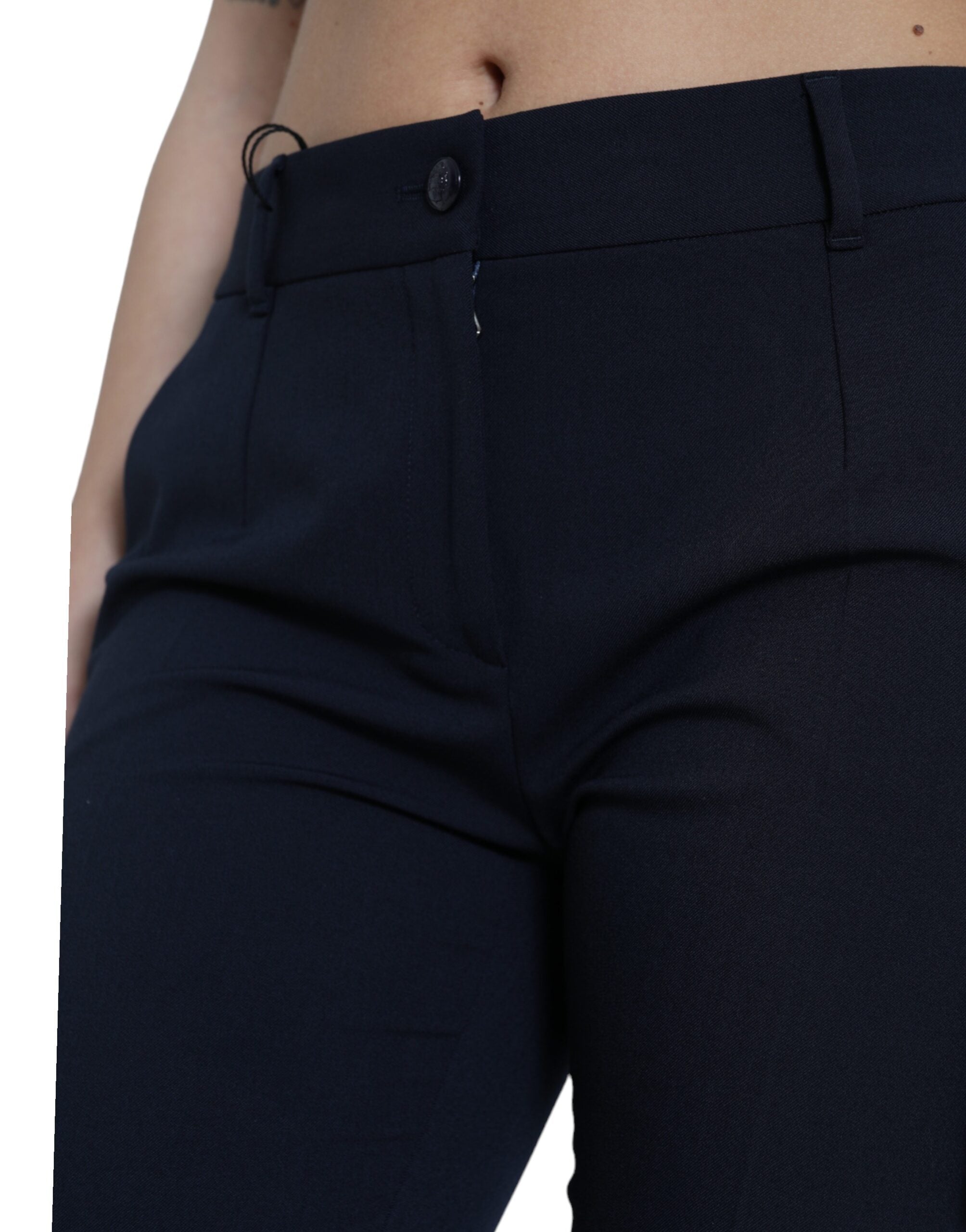 Dolce & Gabbana Blue Mid Waist Tapered Cropped Pants Dolce & Gabbana