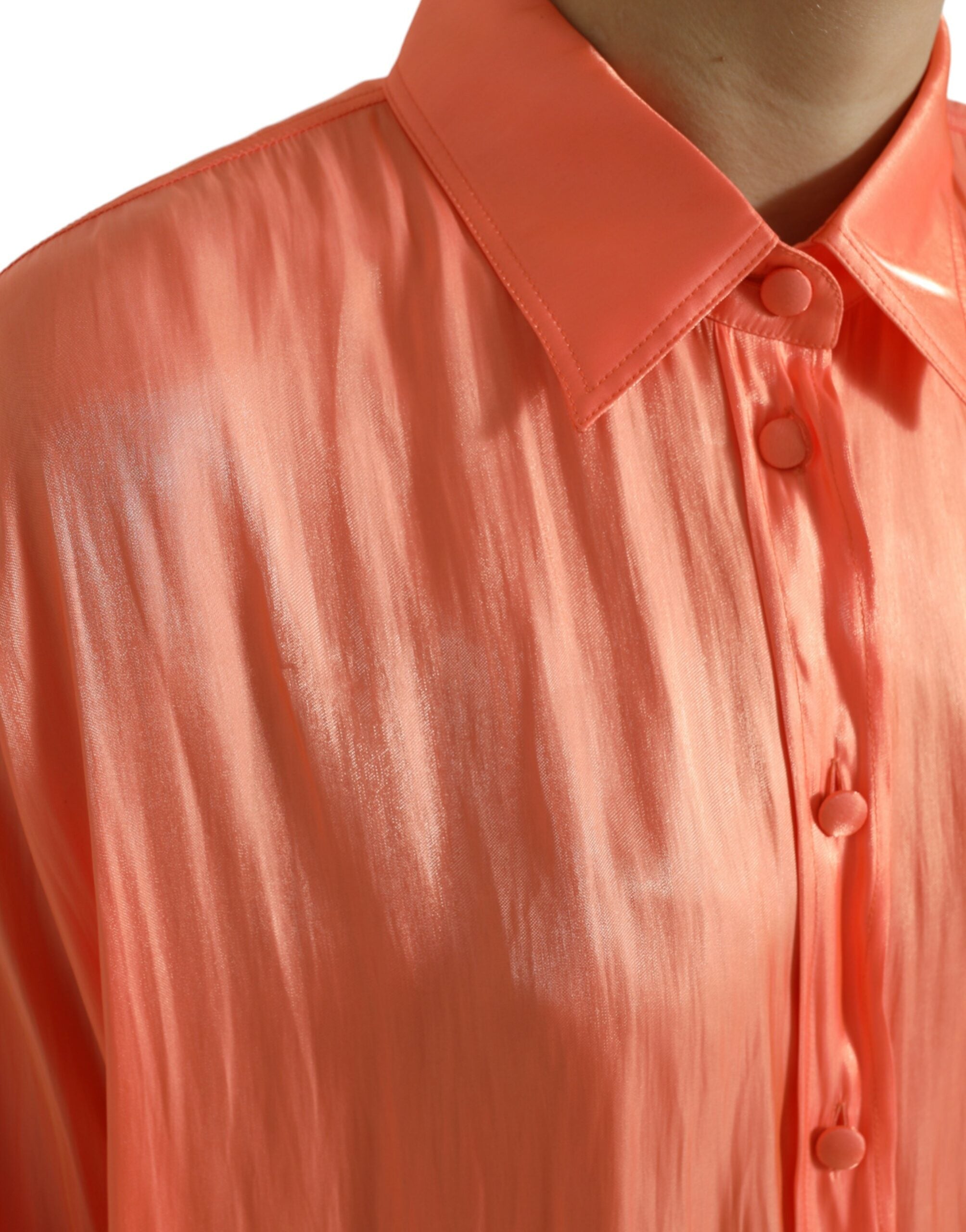 Dolce & Gabbana Peach Long Sleeve Button Down Blouse Top Dolce & Gabbana