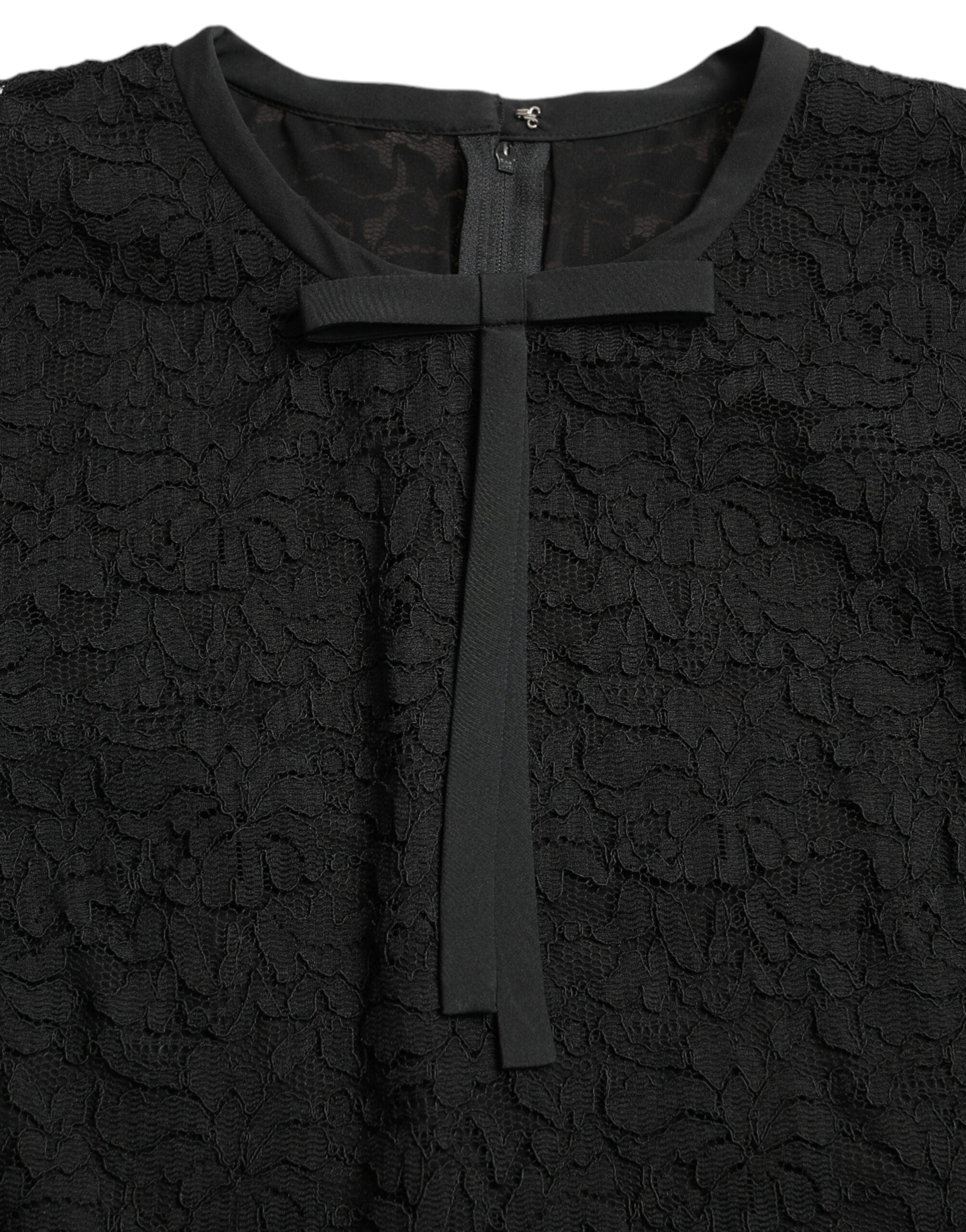 Dolce & Gabbana Black STAFF Blouse Floral Lace Nylon Top Dolce & Gabbana