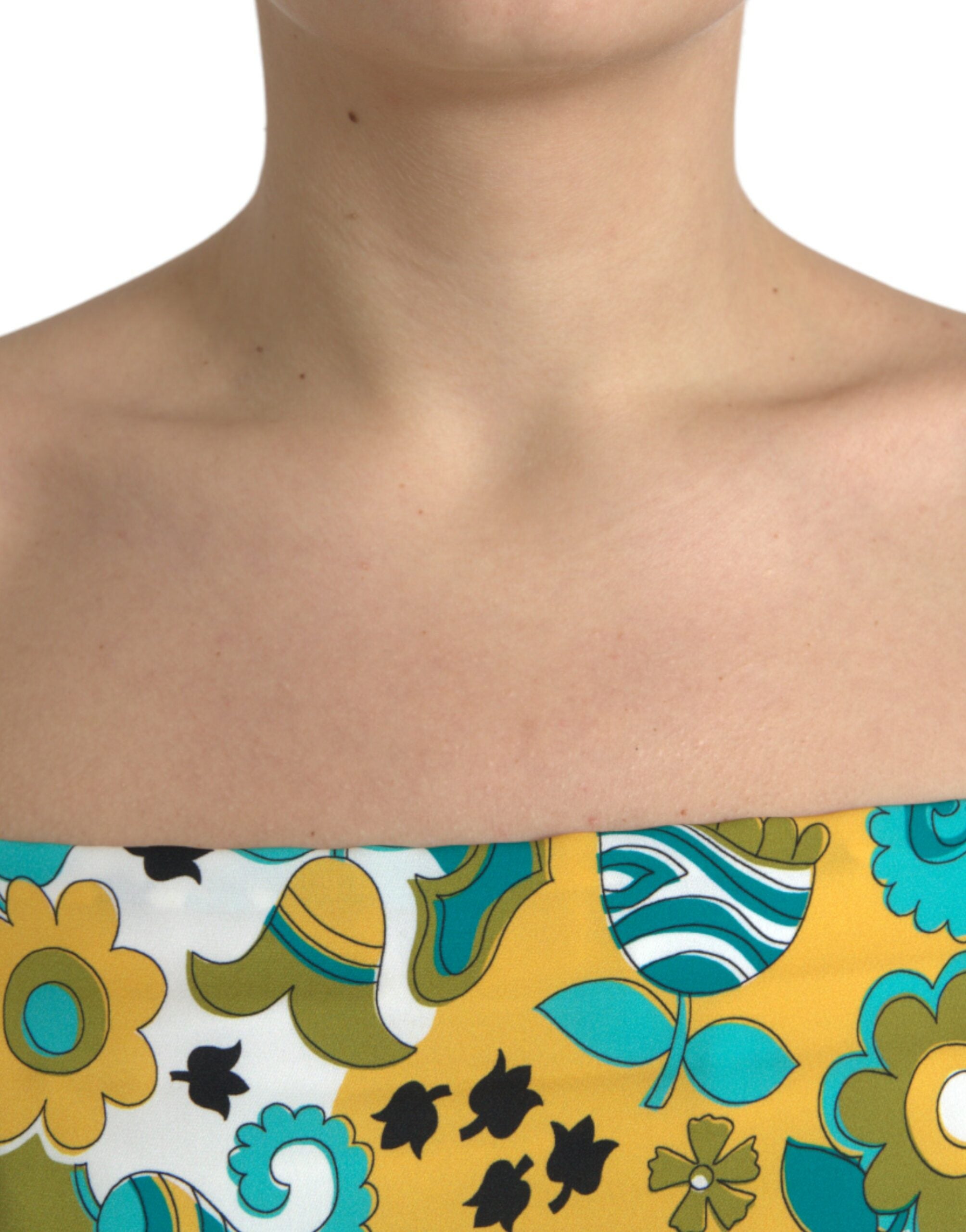 Dolce & Gabbana Multicolor Floral Sleeveless Cropped Top Dolce & Gabbana