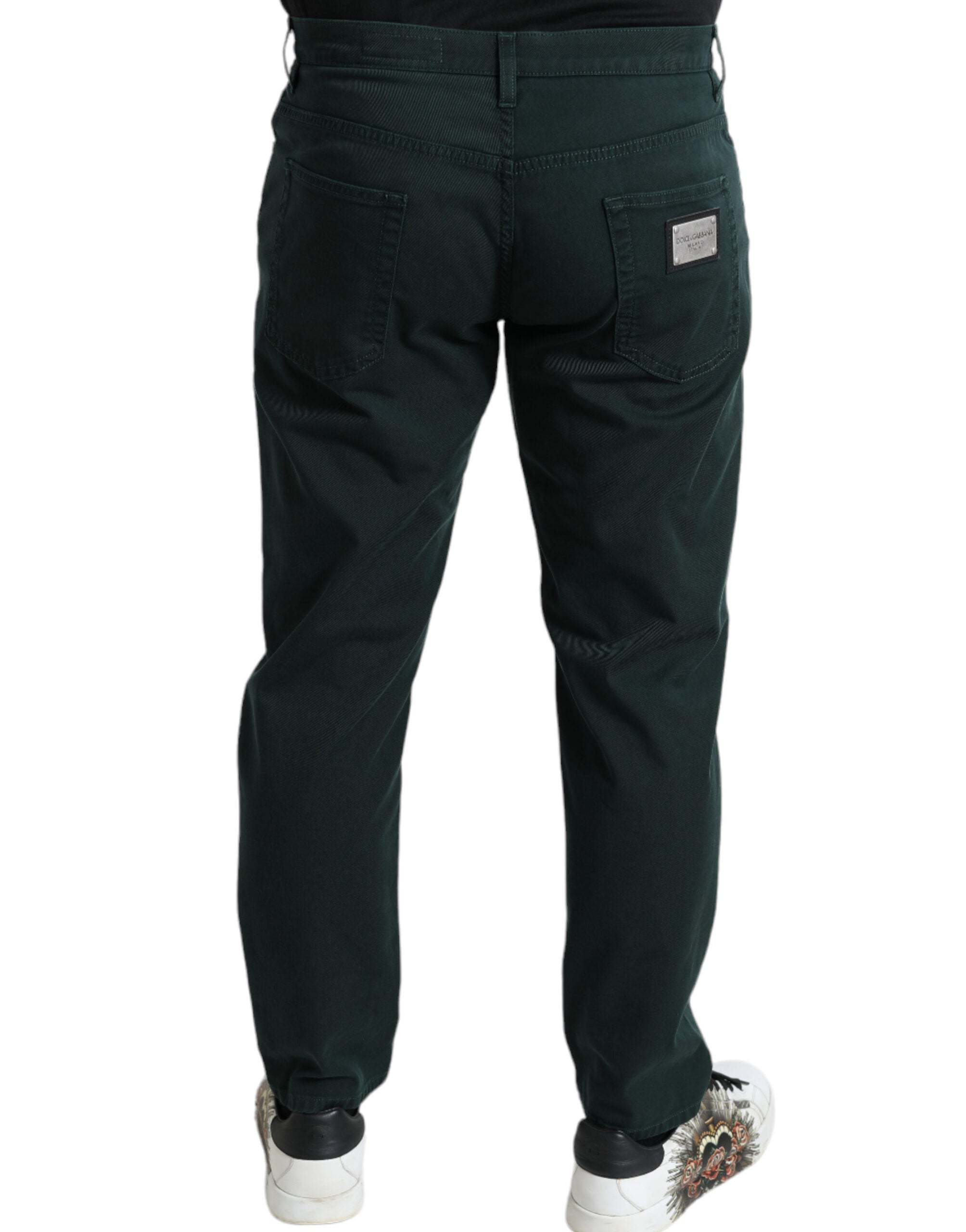 Dolce & Gabbana Green Cotton Stretch Skinny Men Denim Jeans Dolce & Gabbana