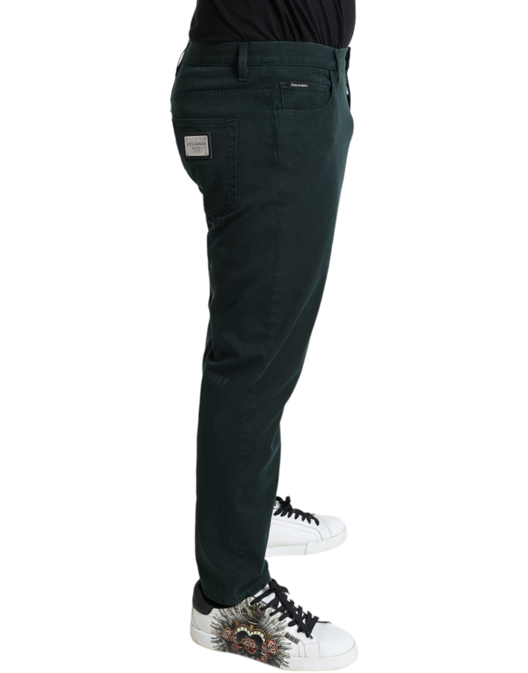 Dolce & Gabbana Green Cotton Stretch Skinny Men Denim Jeans Dolce & Gabbana