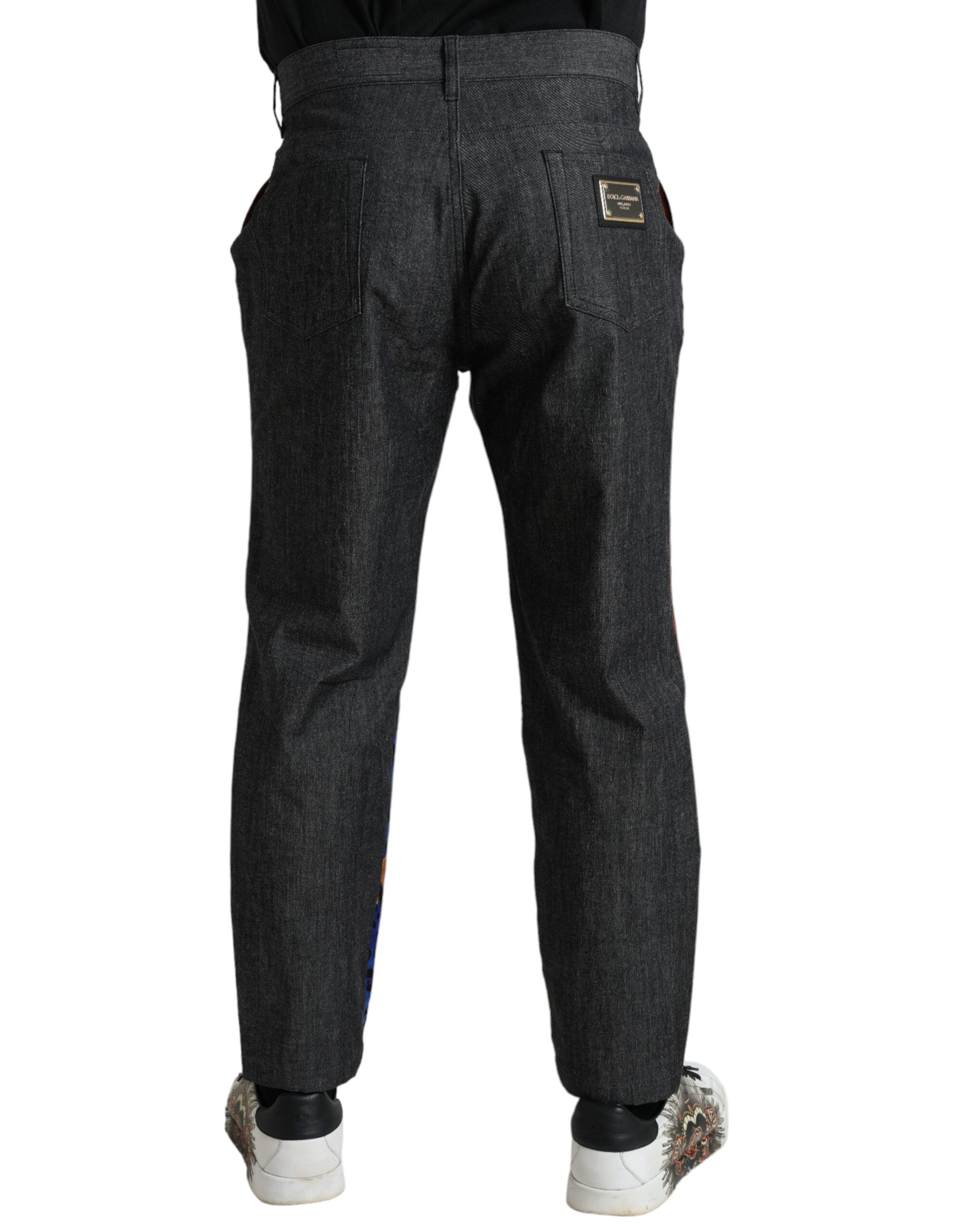 Dolce & Gabbana Multicolor Tiger Cotton Loose Denim Jeans Dolce & Gabbana