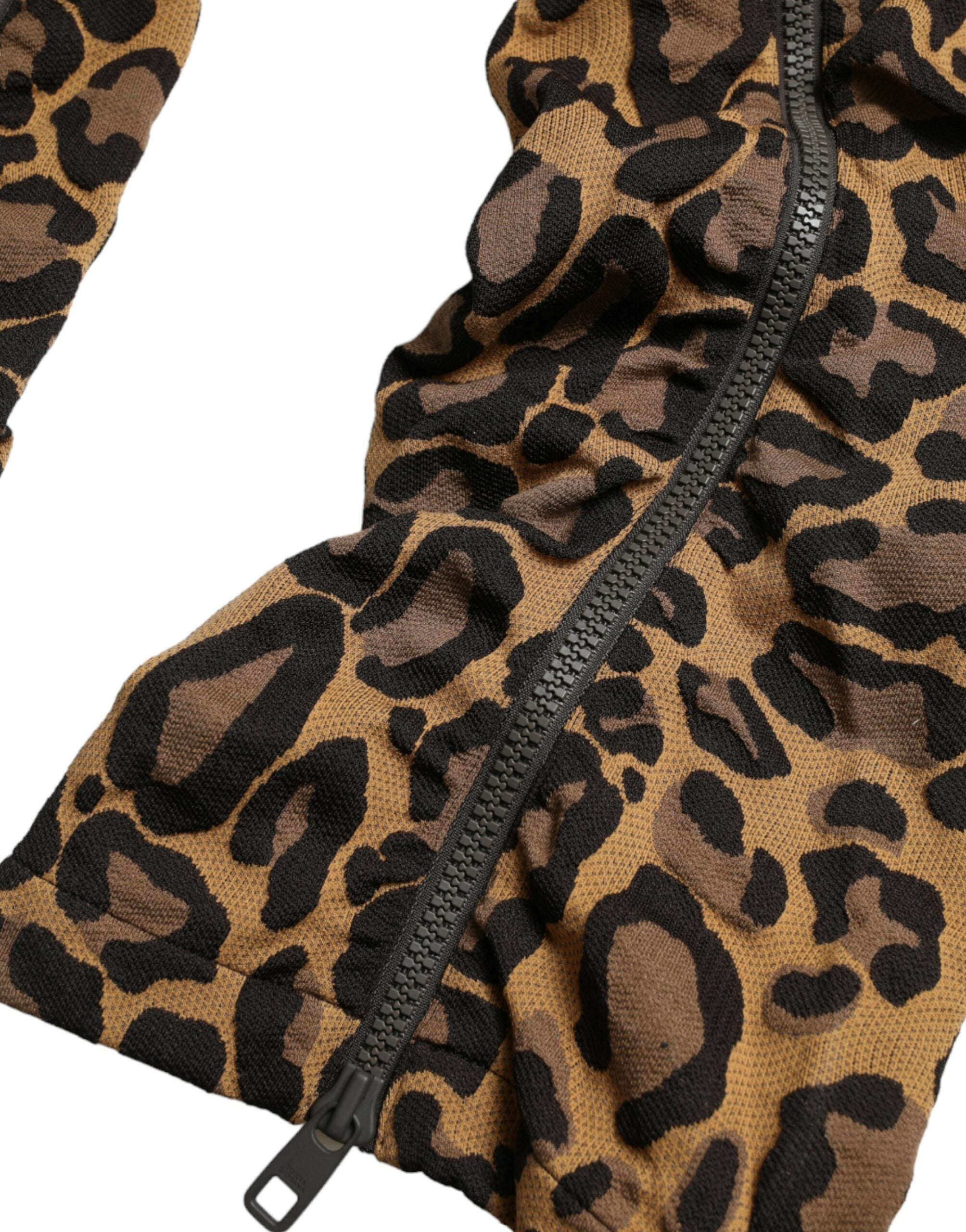 Dolce & Gabbana Brown Leopard Jacquard Jogger Pants Dolce & Gabbana