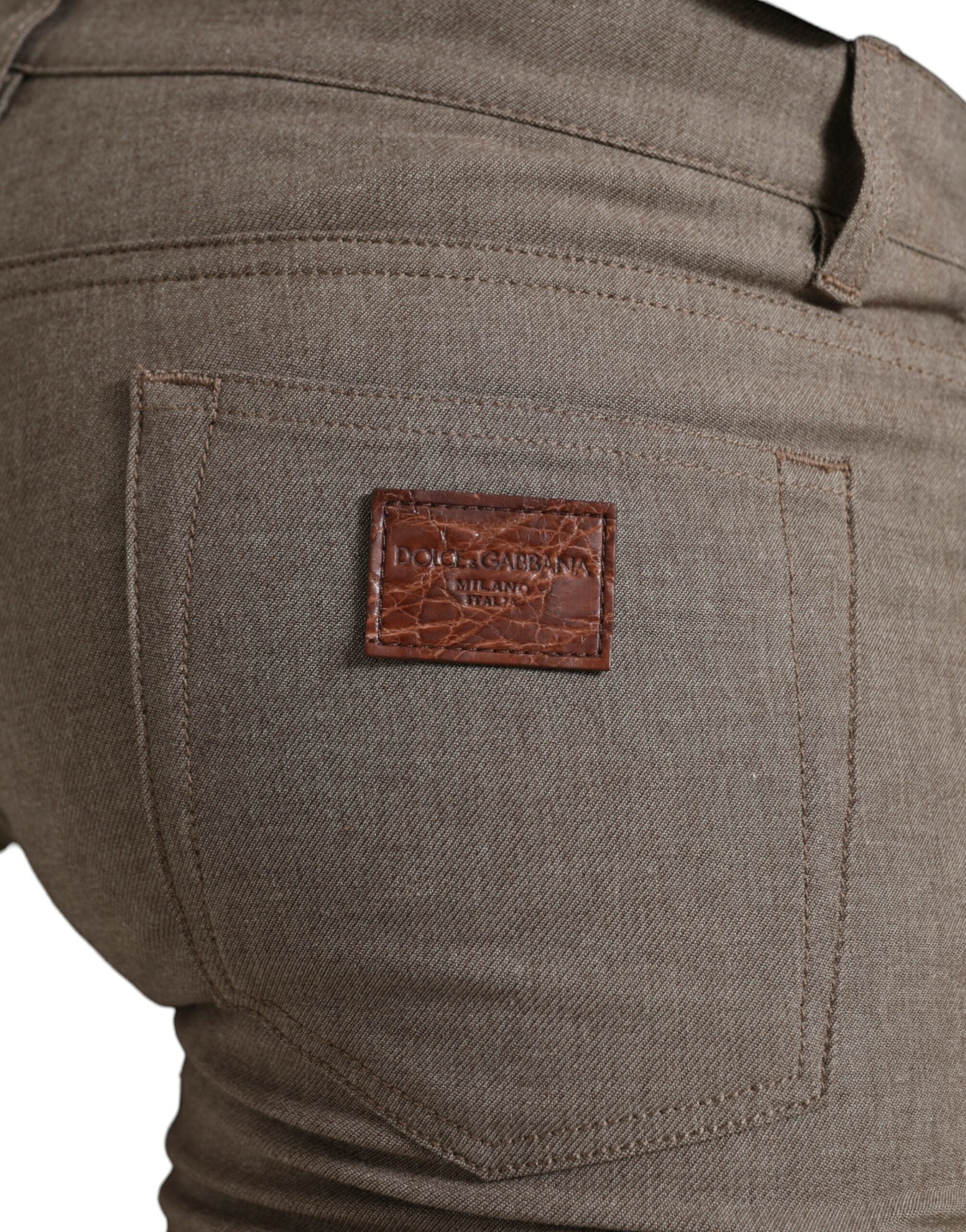 Dolce & Gabbana Brown Cotton Stretch Skinny Men Pants Dolce & Gabbana