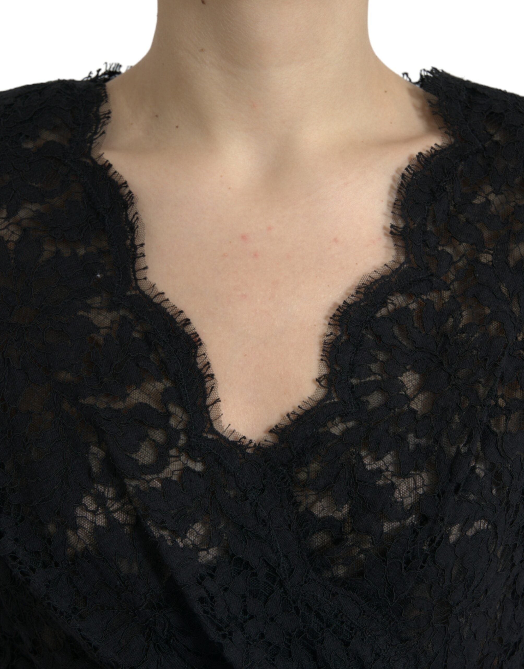 Dolce & Gabbana Black Bodycon Lace Cotton Sheath Mini Dress Dolce & Gabbana