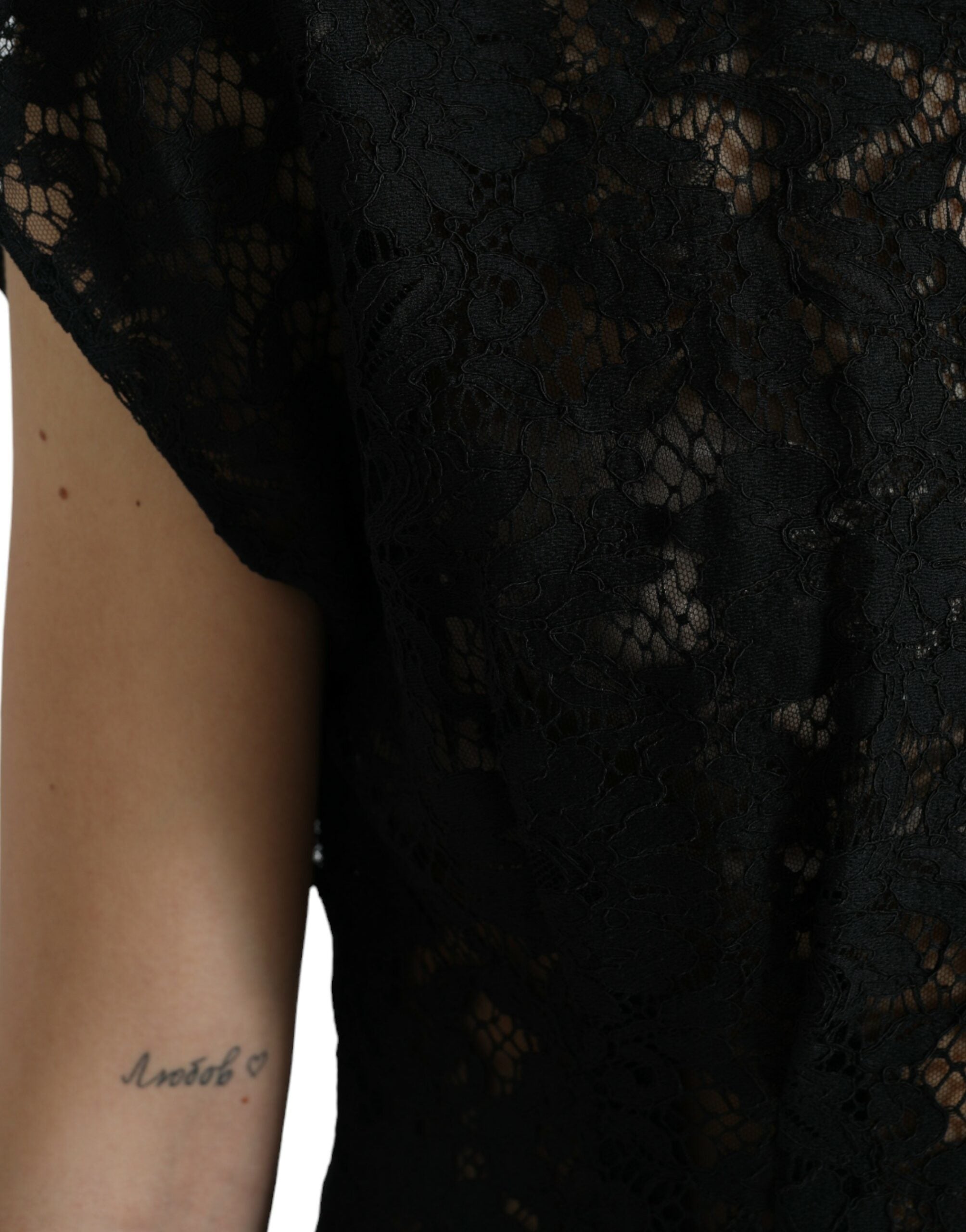Dolce & Gabbana Black Floral Lace Cotton A-line Mini Dress Dolce & Gabbana