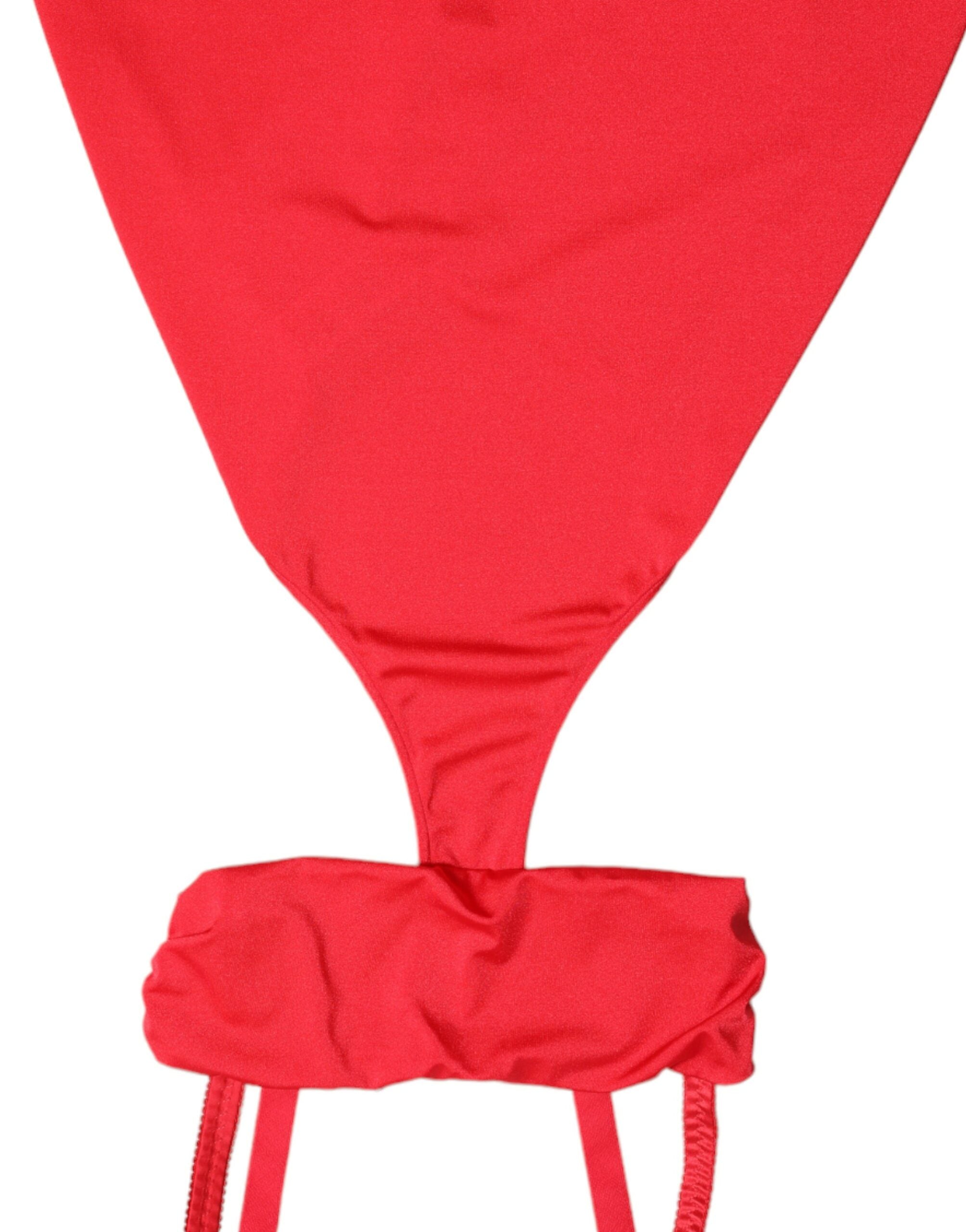 Dolce & Gabbana Red Cutout Nylon Sheath Sleeveless Mini Dress Dolce & Gabbana