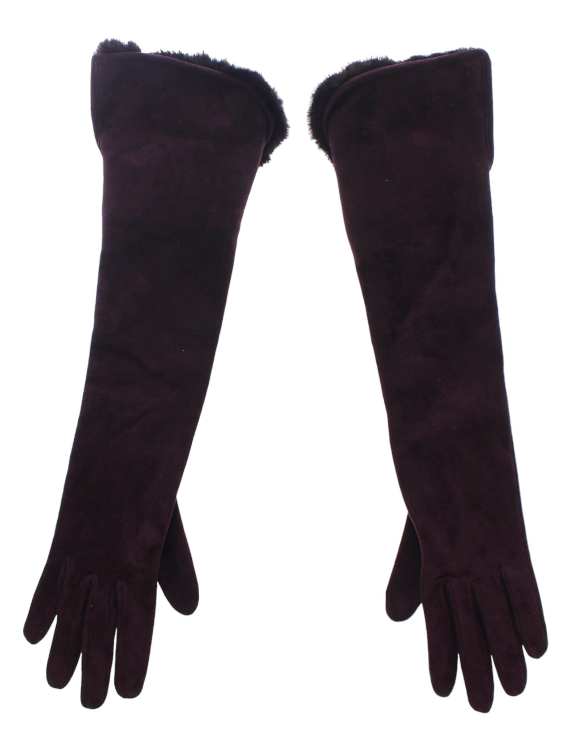 Dolce & Gabbana Purple Mink Fur Goatskin Suede Leather Gloves Dolce & Gabbana