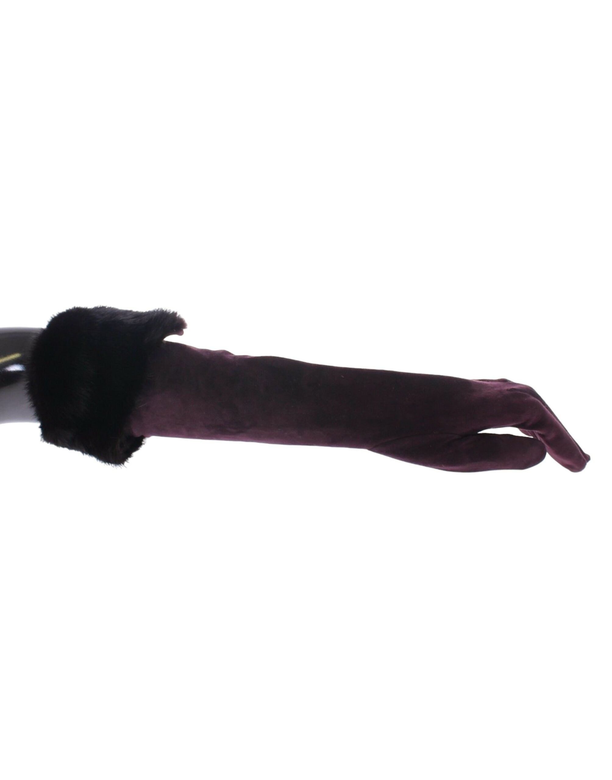 Dolce & Gabbana Purple Mink Fur Goatskin Suede Leather Gloves Dolce & Gabbana