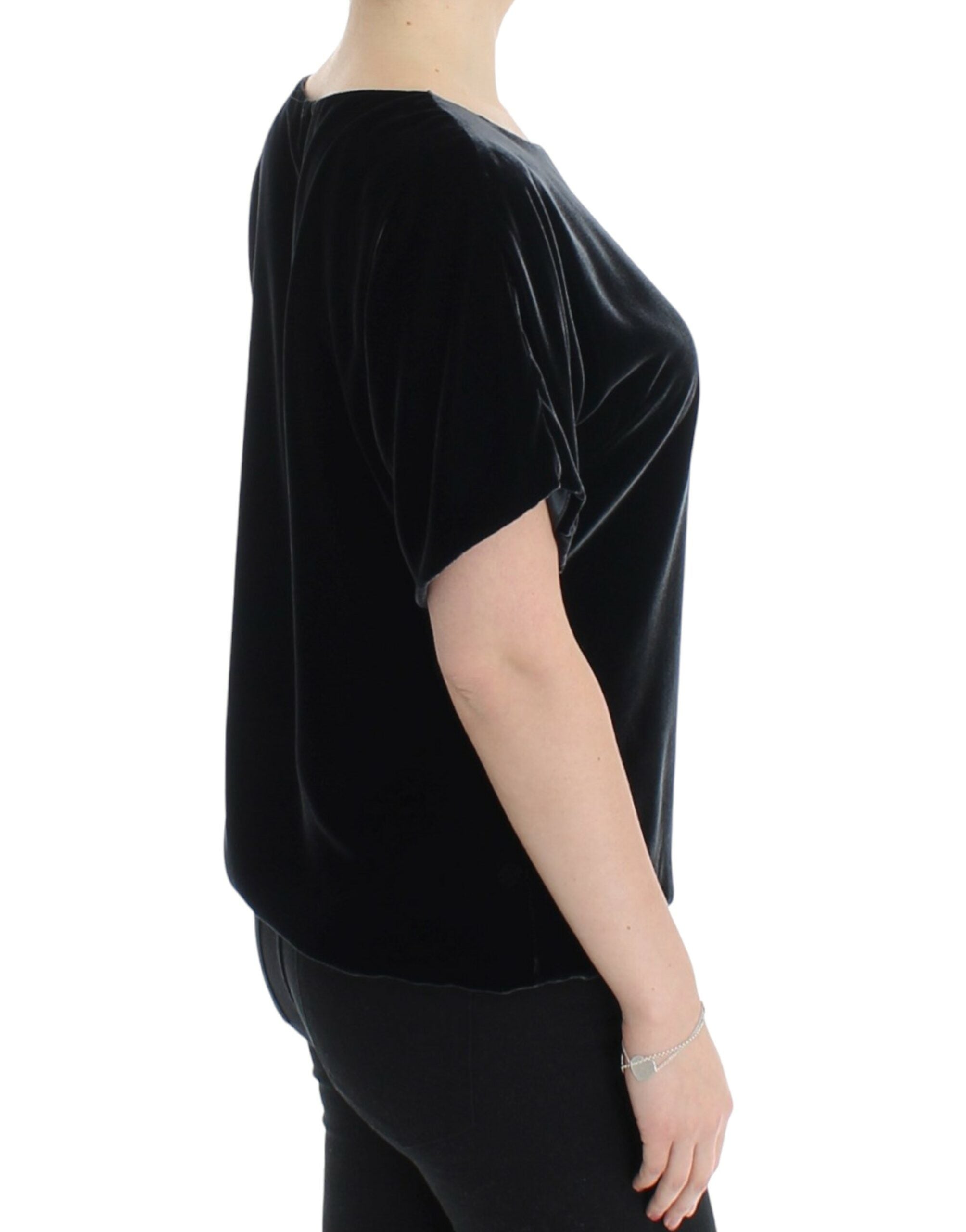 Dolce & Gabbana Black velvet shortsleeved blouse Dolce & Gabbana