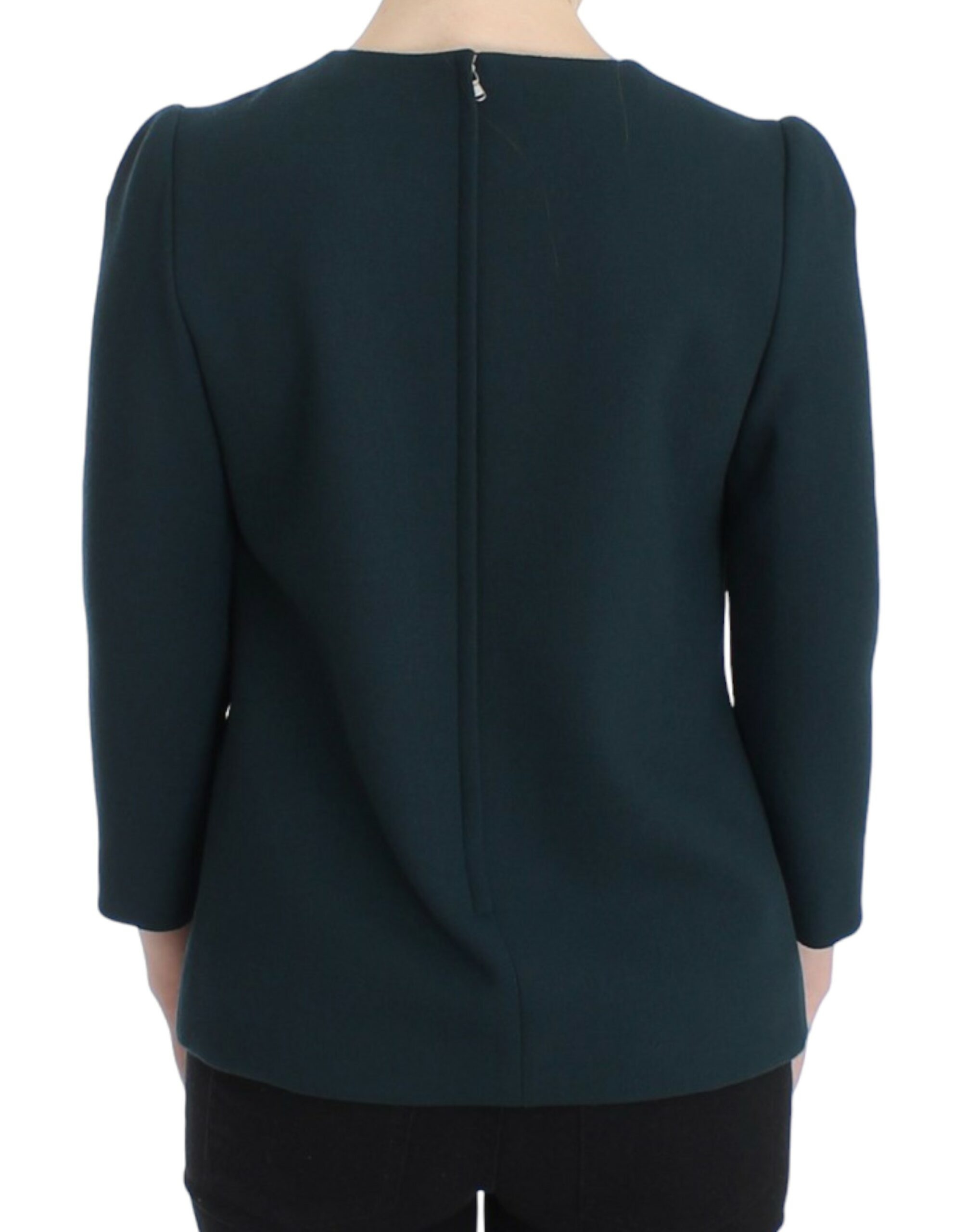 Dolce & Gabbana Green 3/4 sleeve wool blouse Dolce & Gabbana