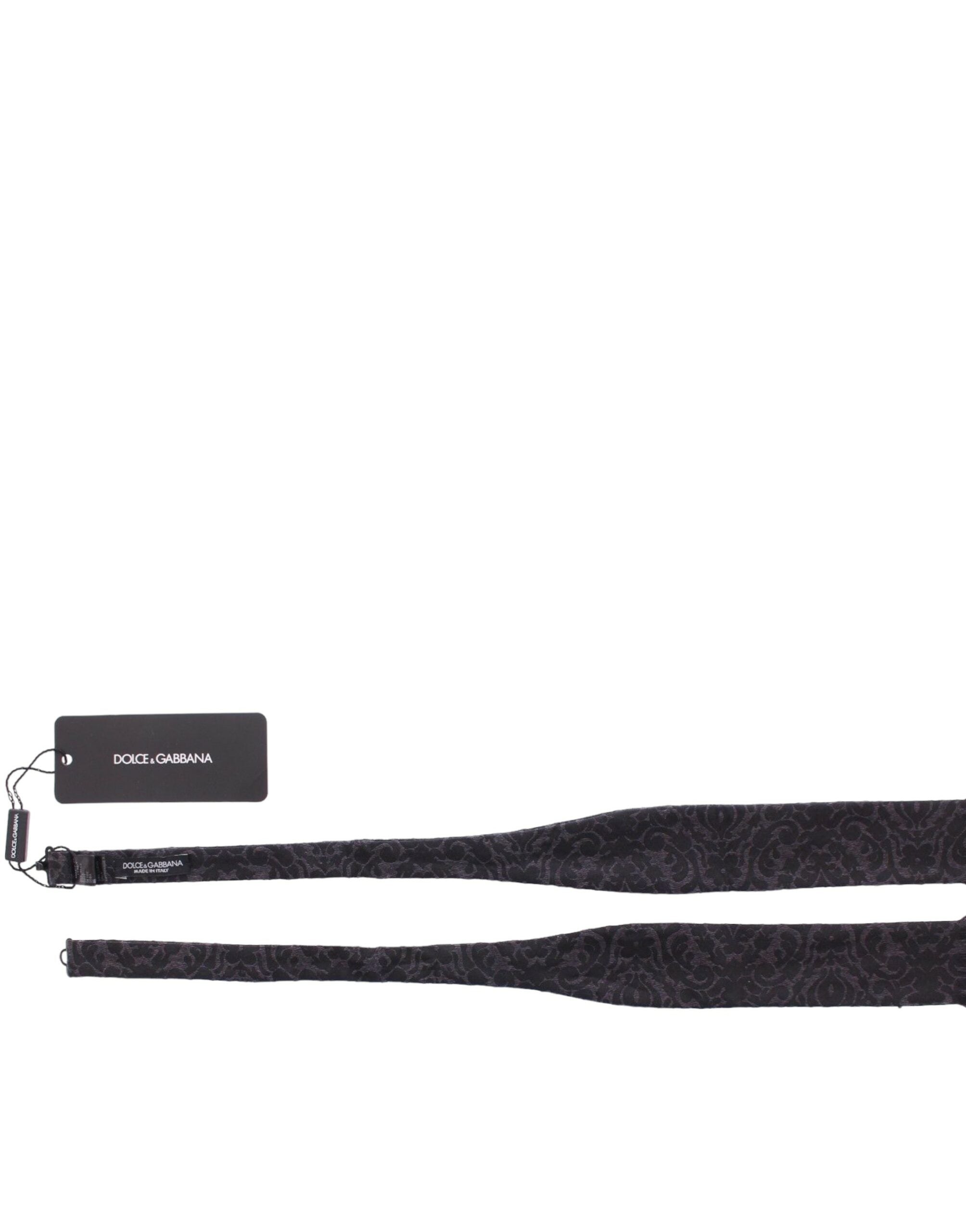 Dolce & Gabbana Gray Black Wool Bow Tie Dolce & Gabbana