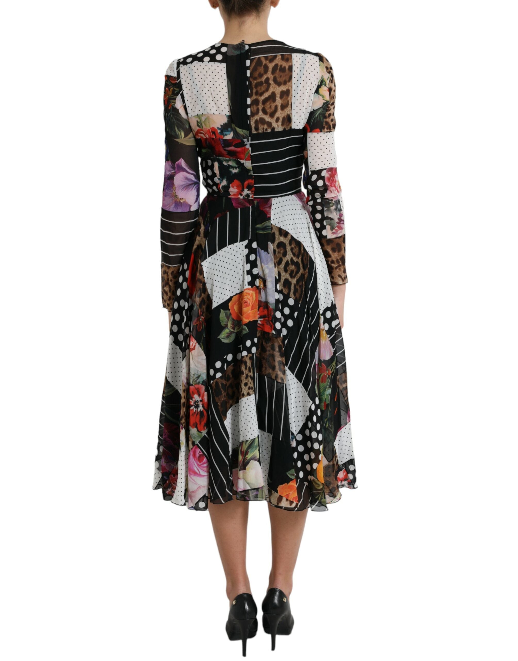 Dolce & Gabbana Multicolor Patchwork Floral Leopard Dress Dolce & Gabbana