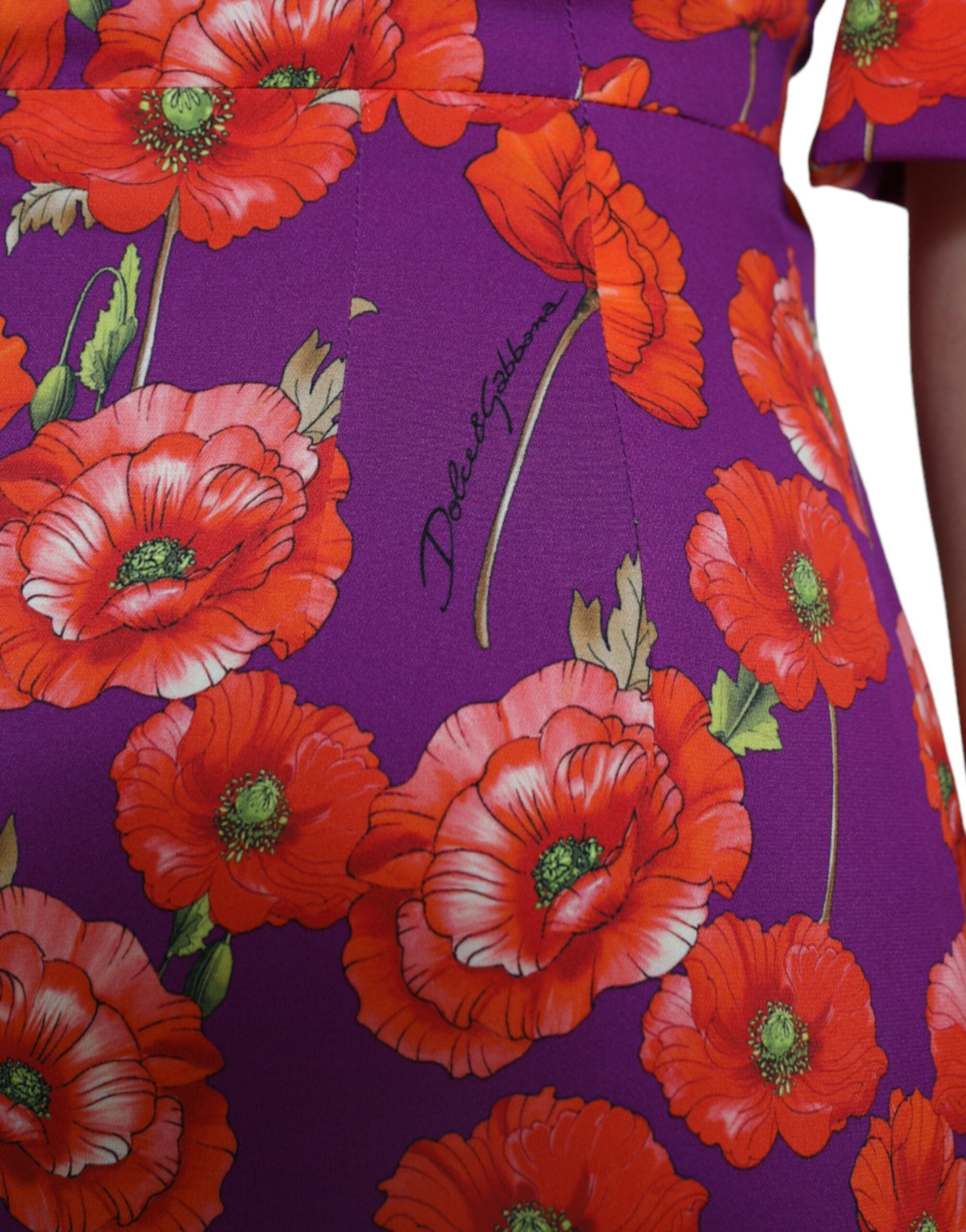 Dolce & Gabbana Multicolor Floral Poppy Print Sheath Dress Dolce & Gabbana