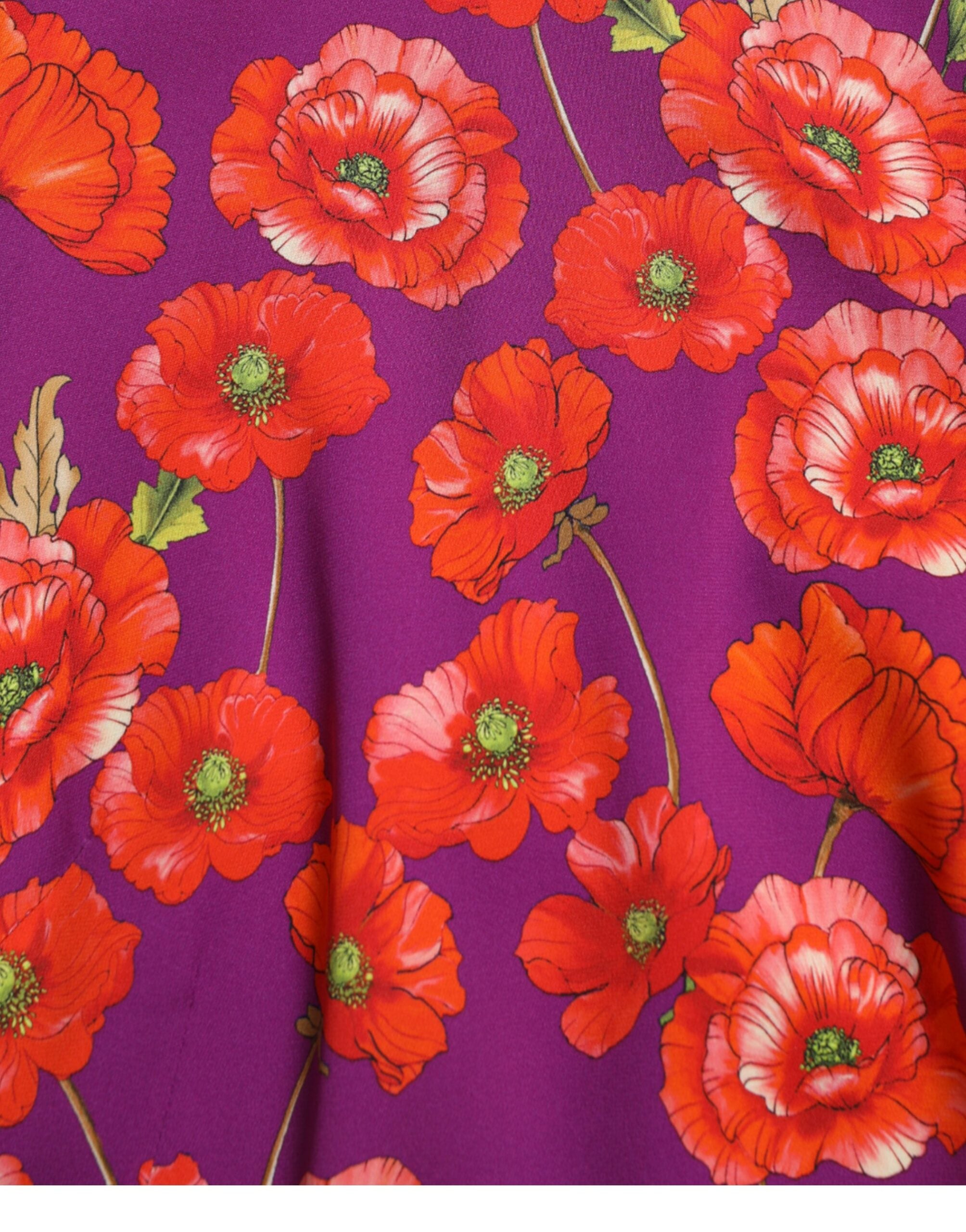 Dolce & Gabbana Multicolor Floral Poppy Print Sheath Dress Dolce & Gabbana