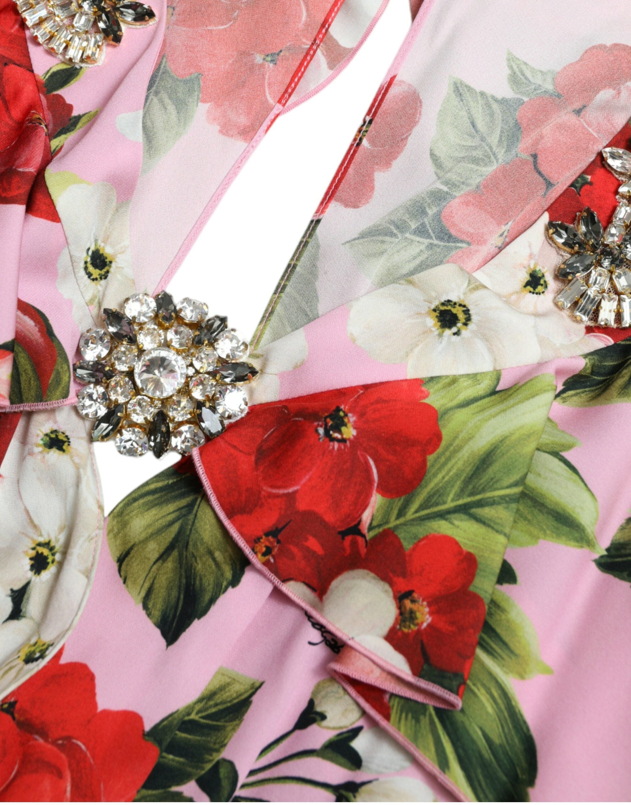 Dolce & Gabbana Multicolor Floral Crystal Embellished A-line Dress Dolce & Gabbana