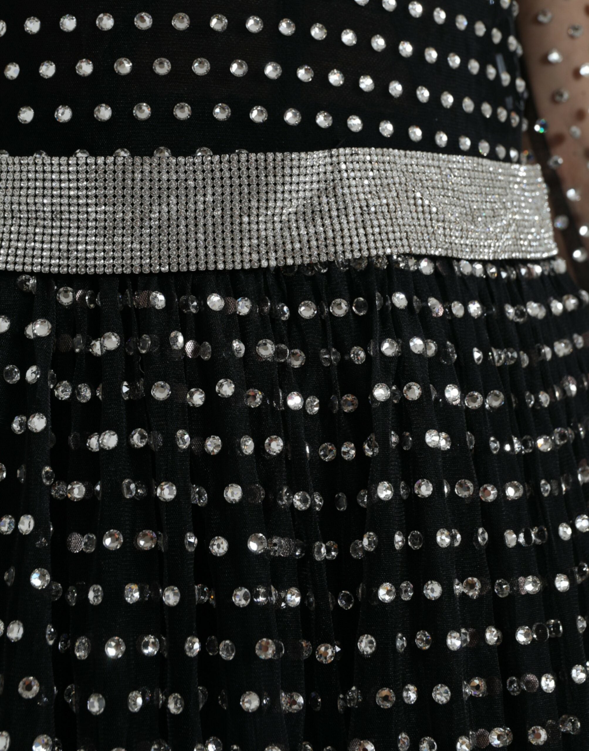 Dolce & Gabbana Black Crystal Embellished A-line Gown Dress Dolce & Gabbana