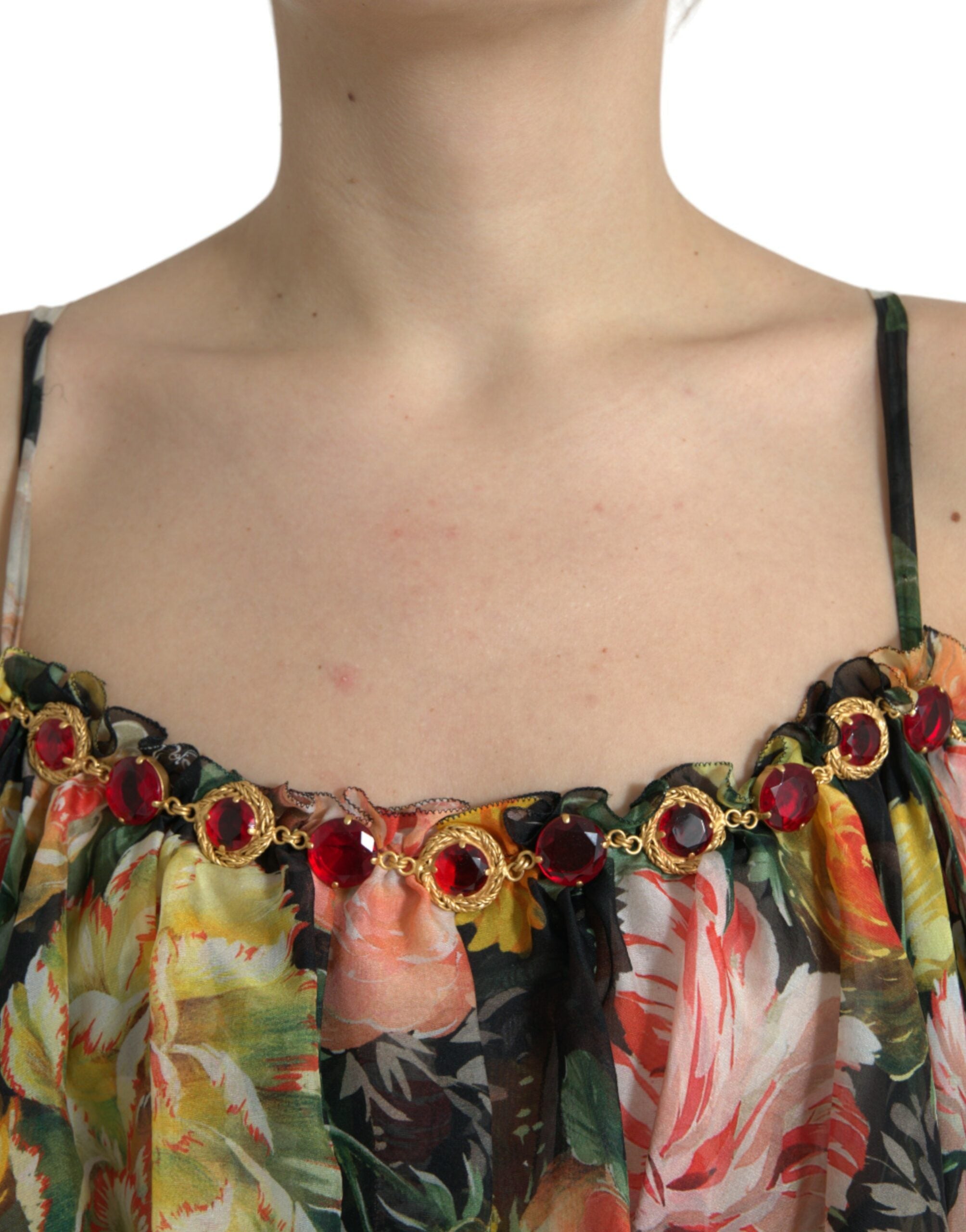 Dolce & Gabbana Multicolor Floral Chiffon Tiered Maxi Dress Dolce & Gabbana