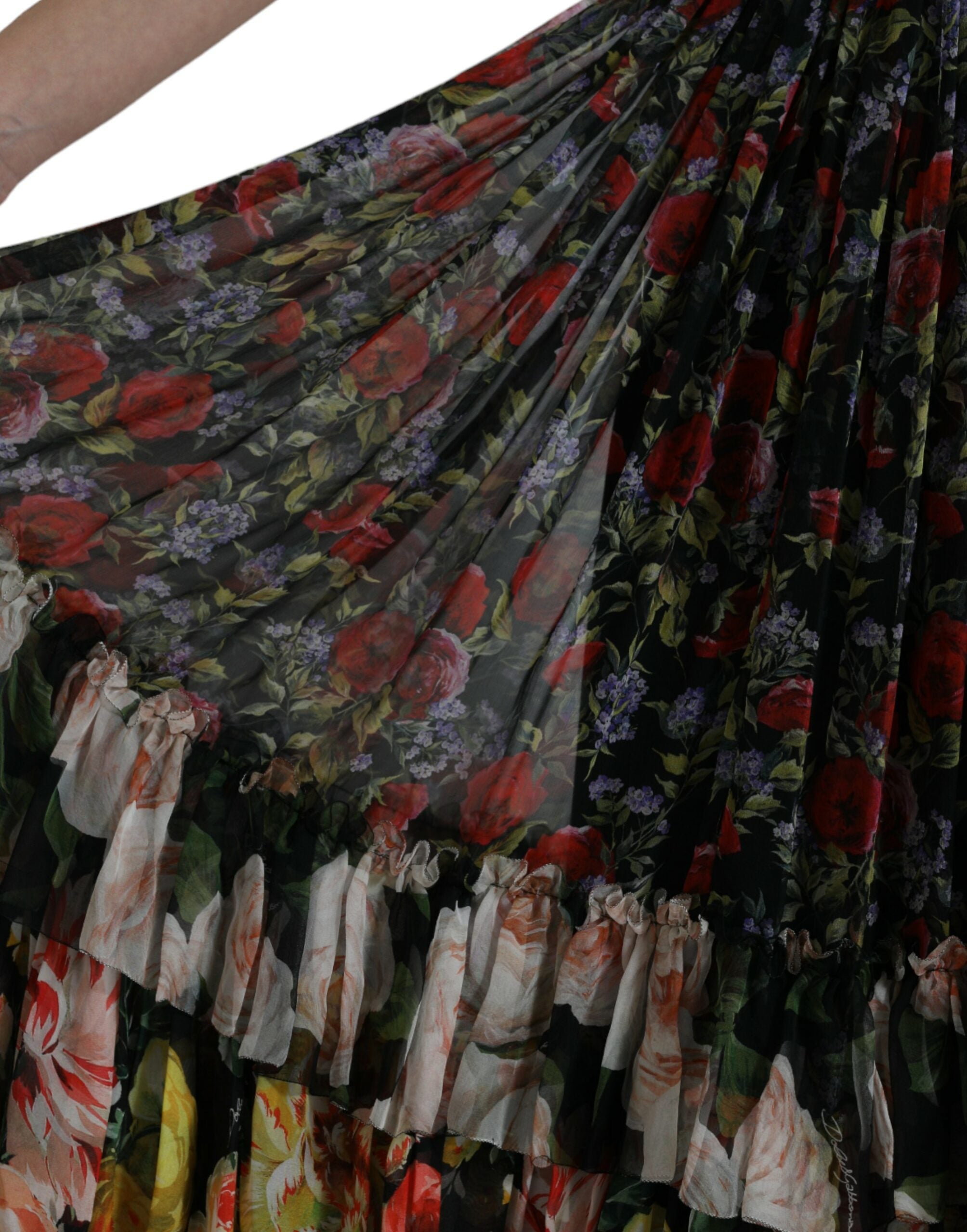 Dolce & Gabbana Multicolor Floral Chiffon Tiered Maxi Dress Dolce & Gabbana