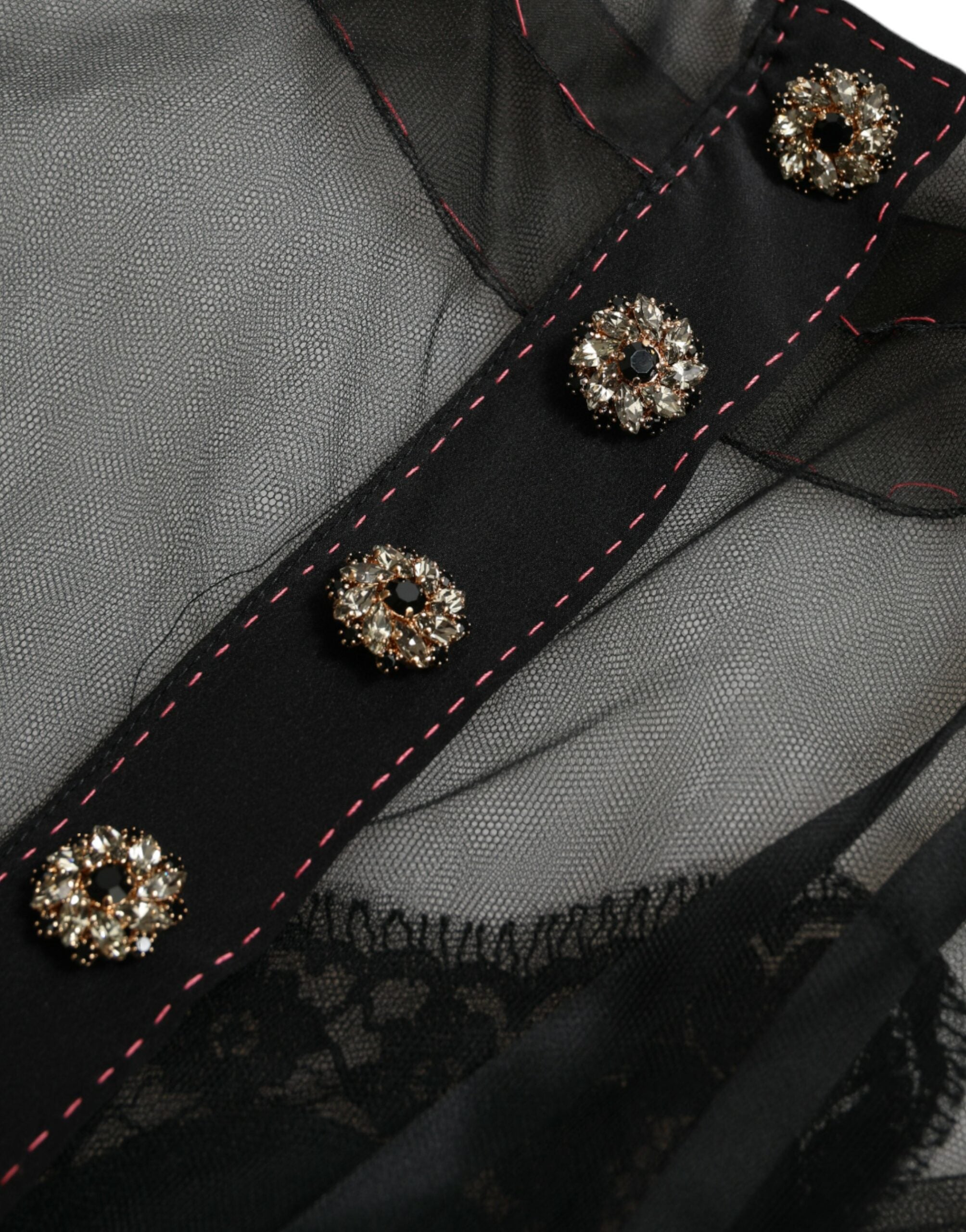 Dolce & Gabbana Black Floral Embroidery Mesh Tulle Gown Dress Dolce & Gabbana