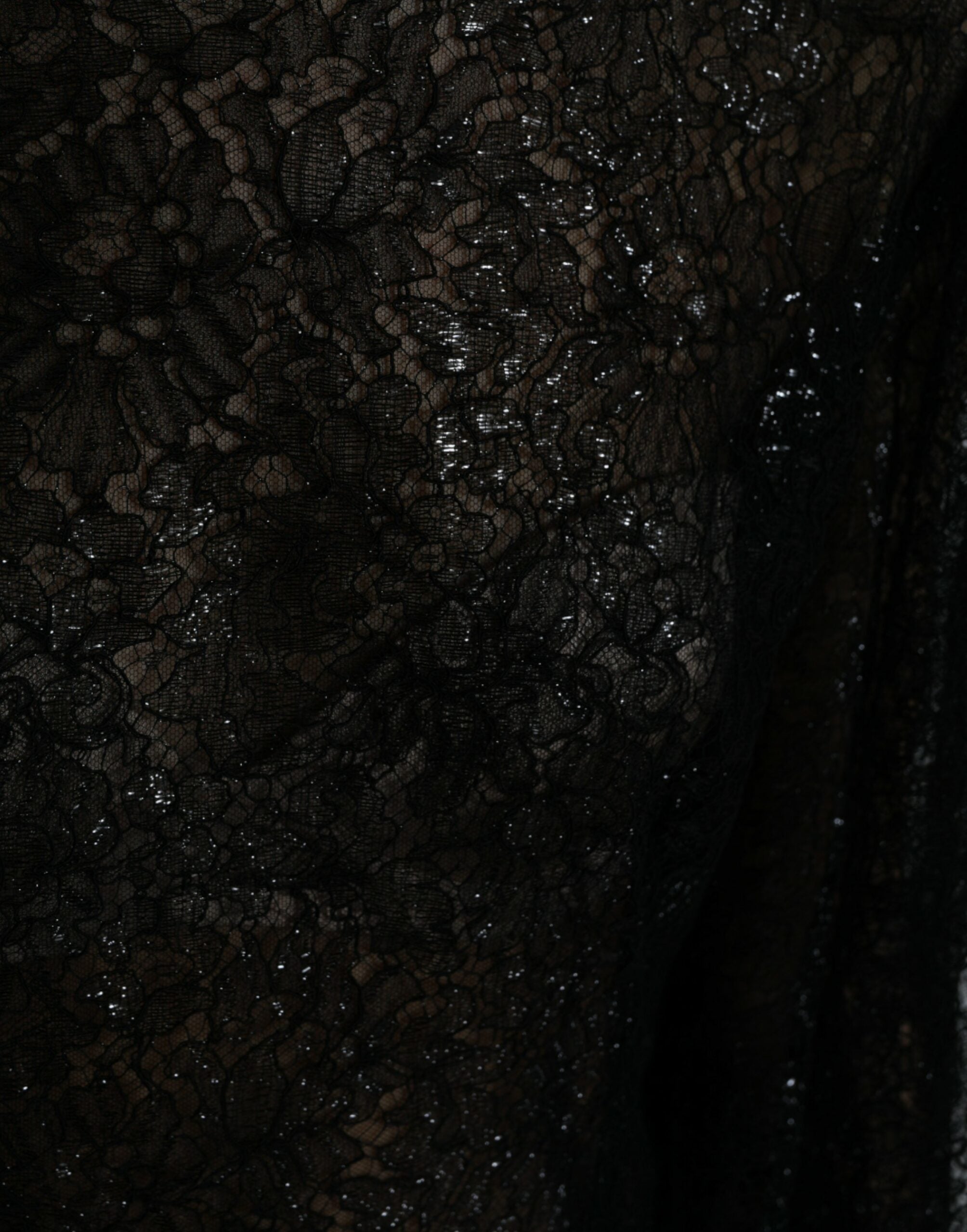 Dolce & Gabbana Black Floral Lace Sheer A-line Midi Dress Dolce & Gabbana