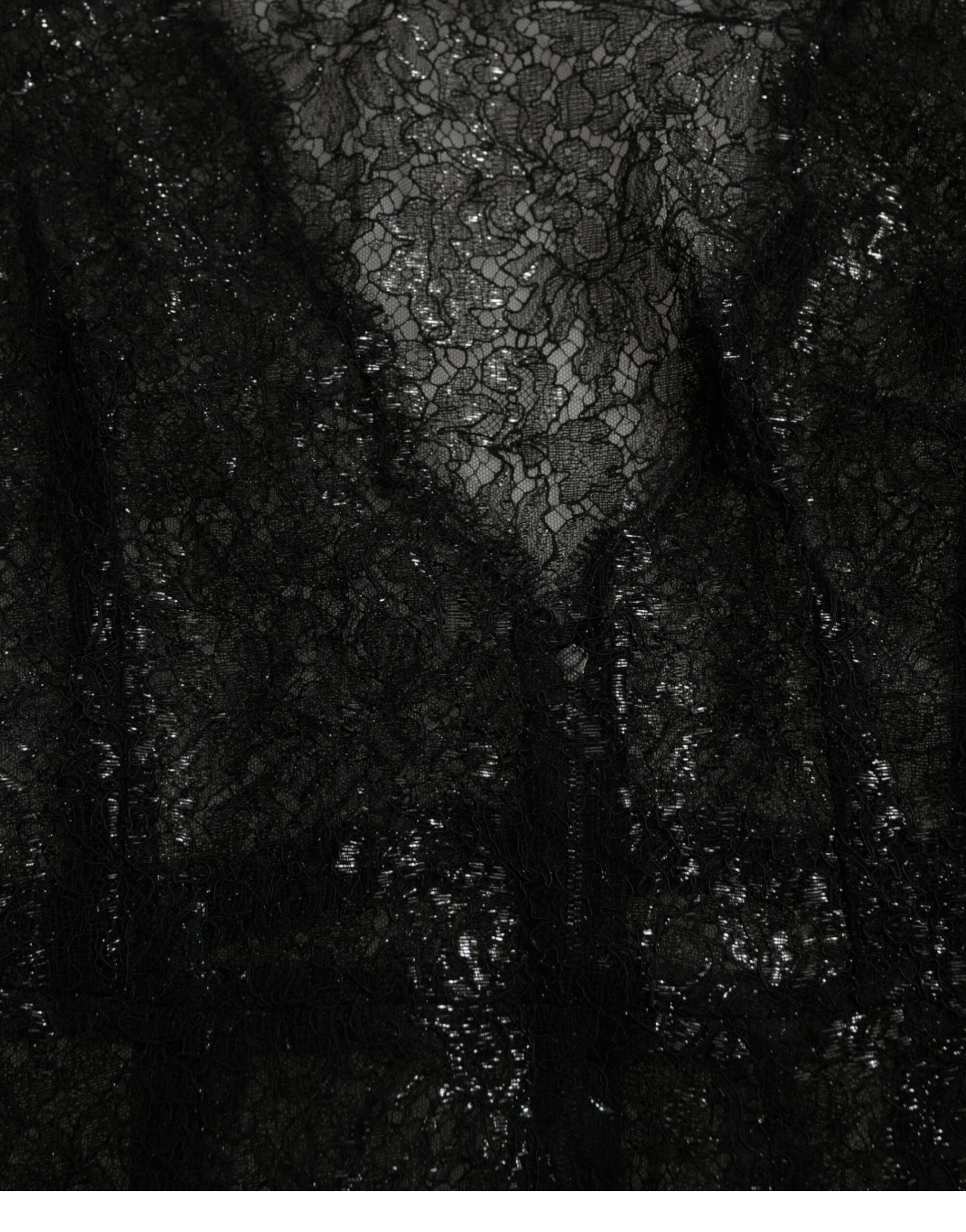 Dolce & Gabbana Black Floral Lace Sheer A-line Midi Dress Dolce & Gabbana