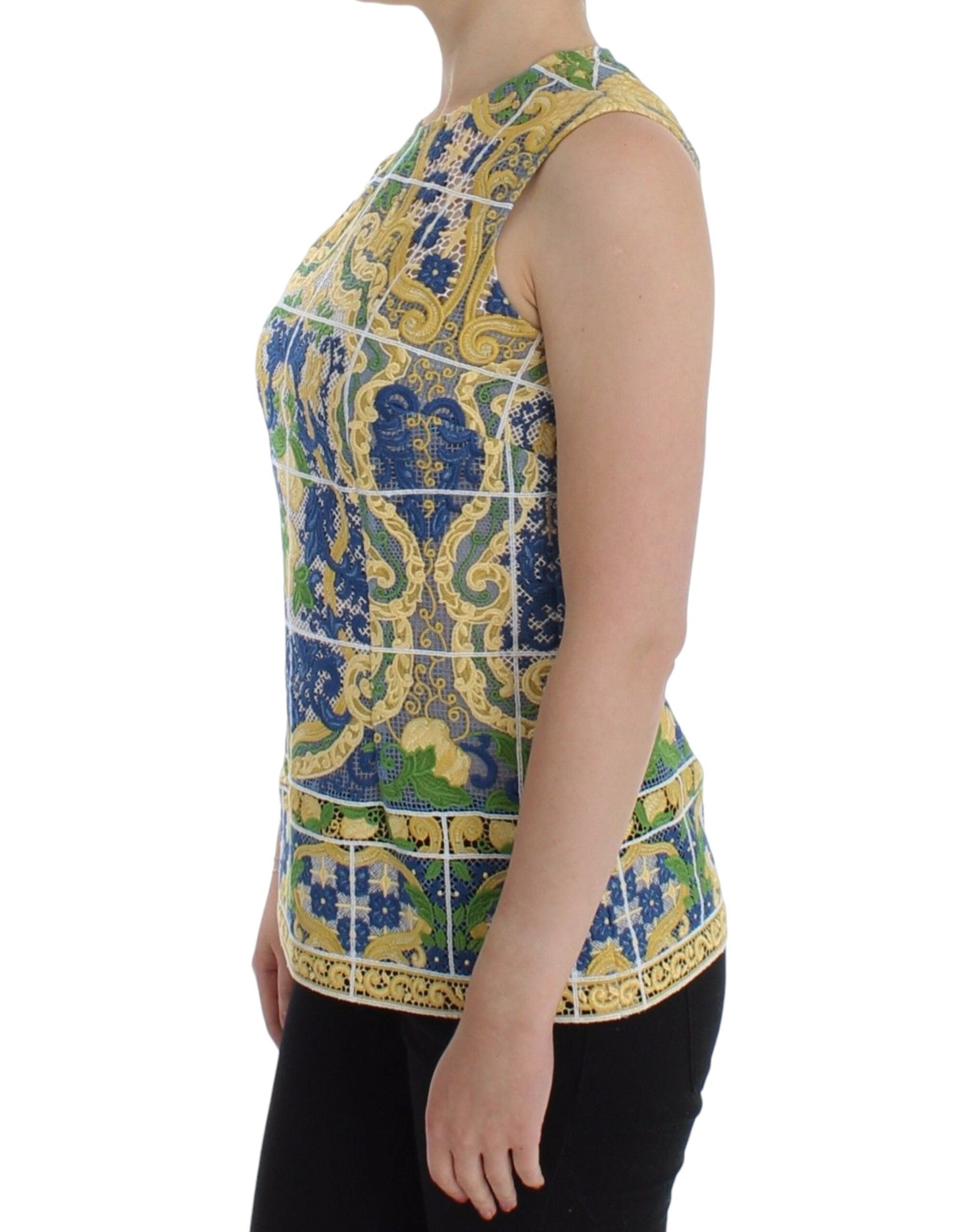 Dolce & Gabbana Multicolor Majolica Embroidered Sweater Dolce & Gabbana