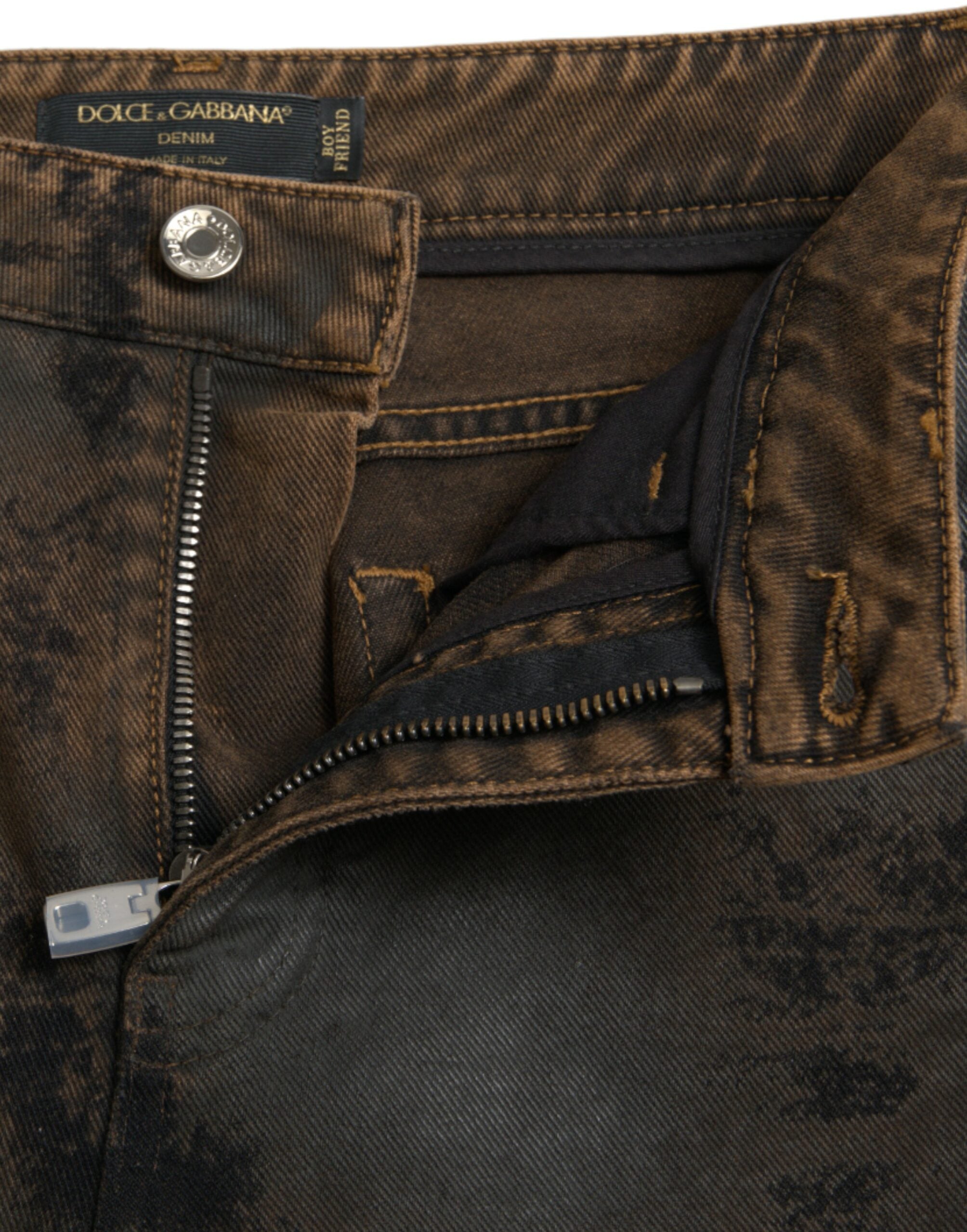 Dolce & Gabbana Brown BOYFRIEND Mid Waist Cotton Denim Jeans Dolce & Gabbana