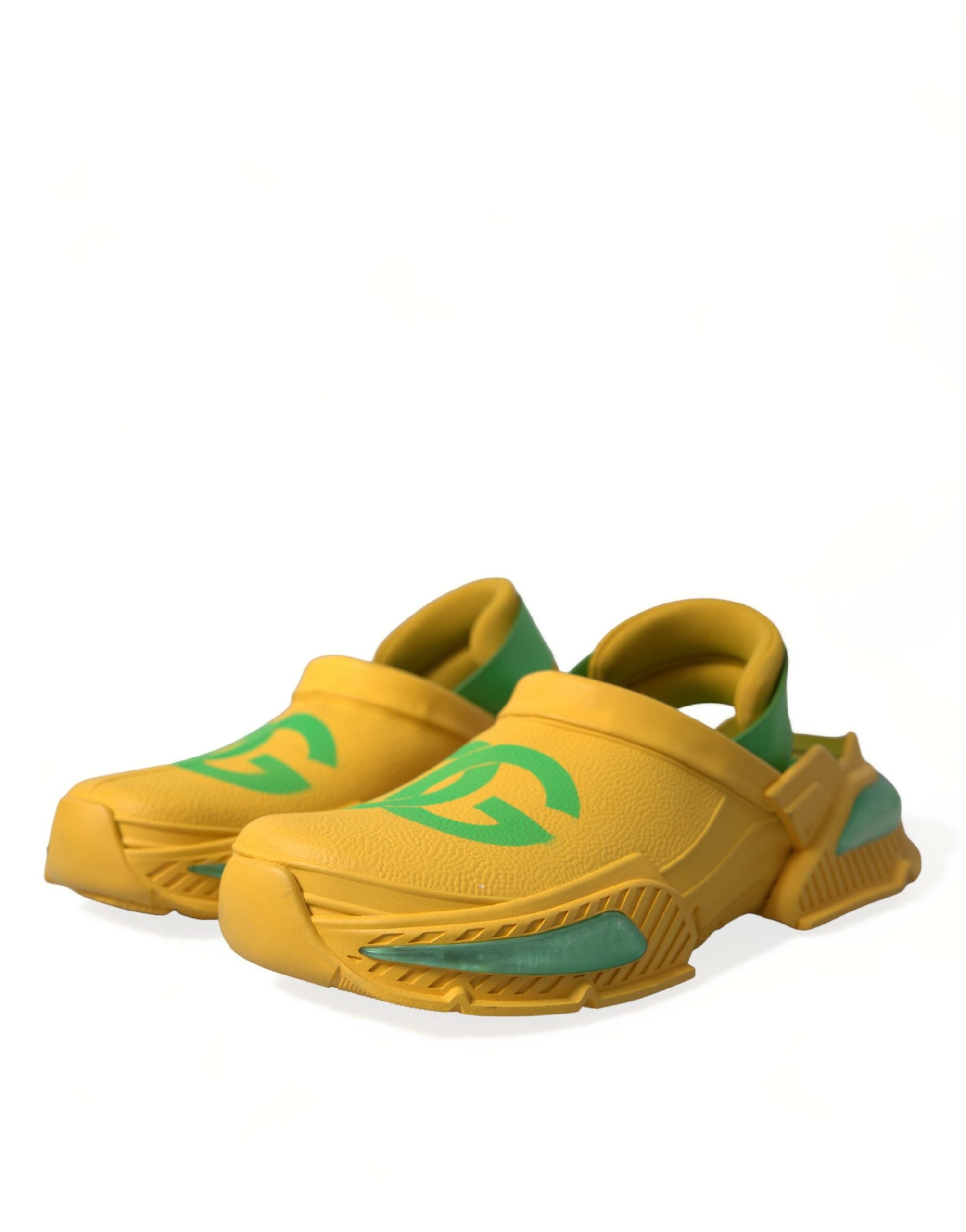 Dolce & Gabbana Yellow Green Rubber Clogs Men Slippers Men Shoes Dolce & Gabbana