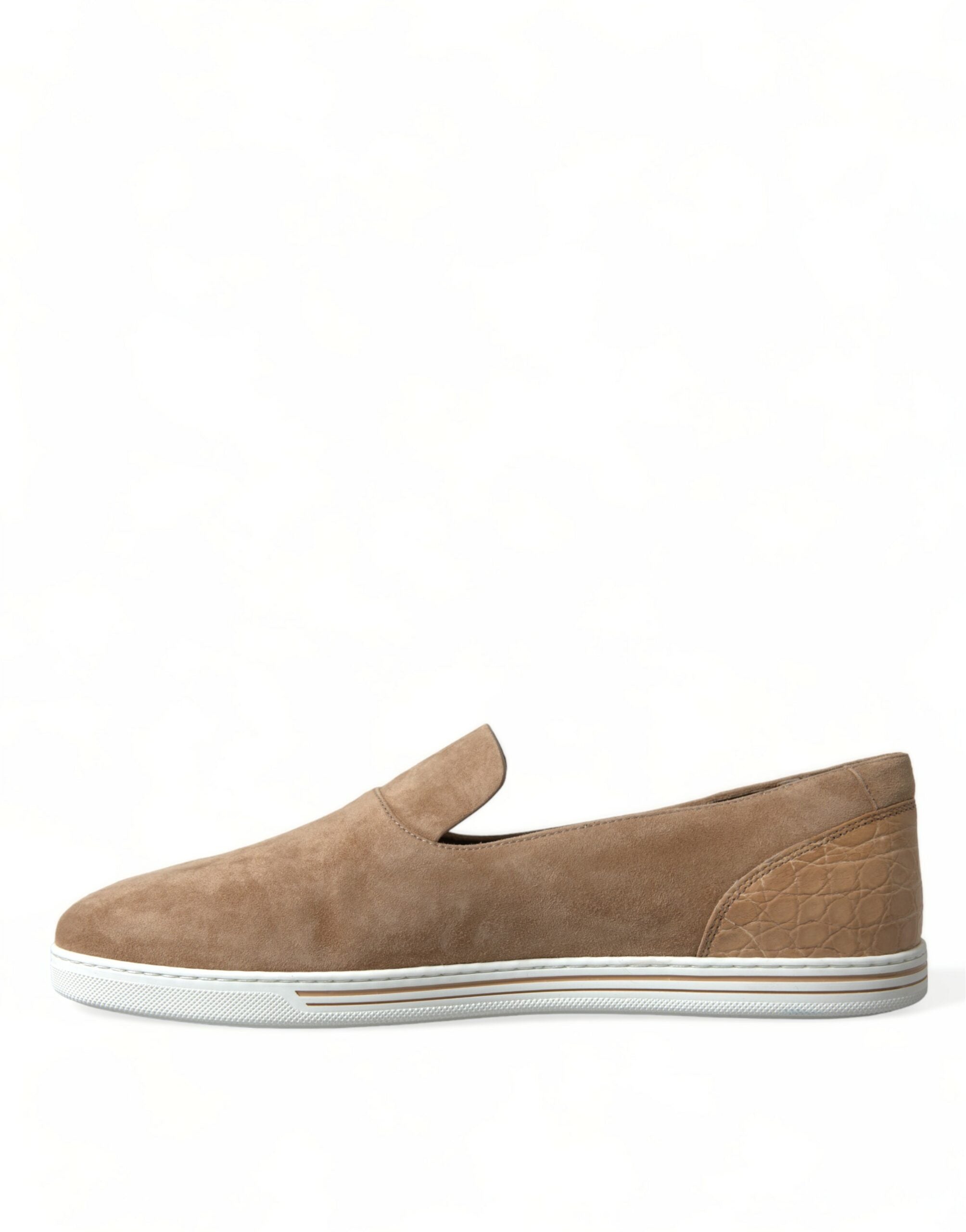 Dolce & Gabbana Beige Suede Caiman Men Loafers Slippers Shoes Dolce & Gabbana