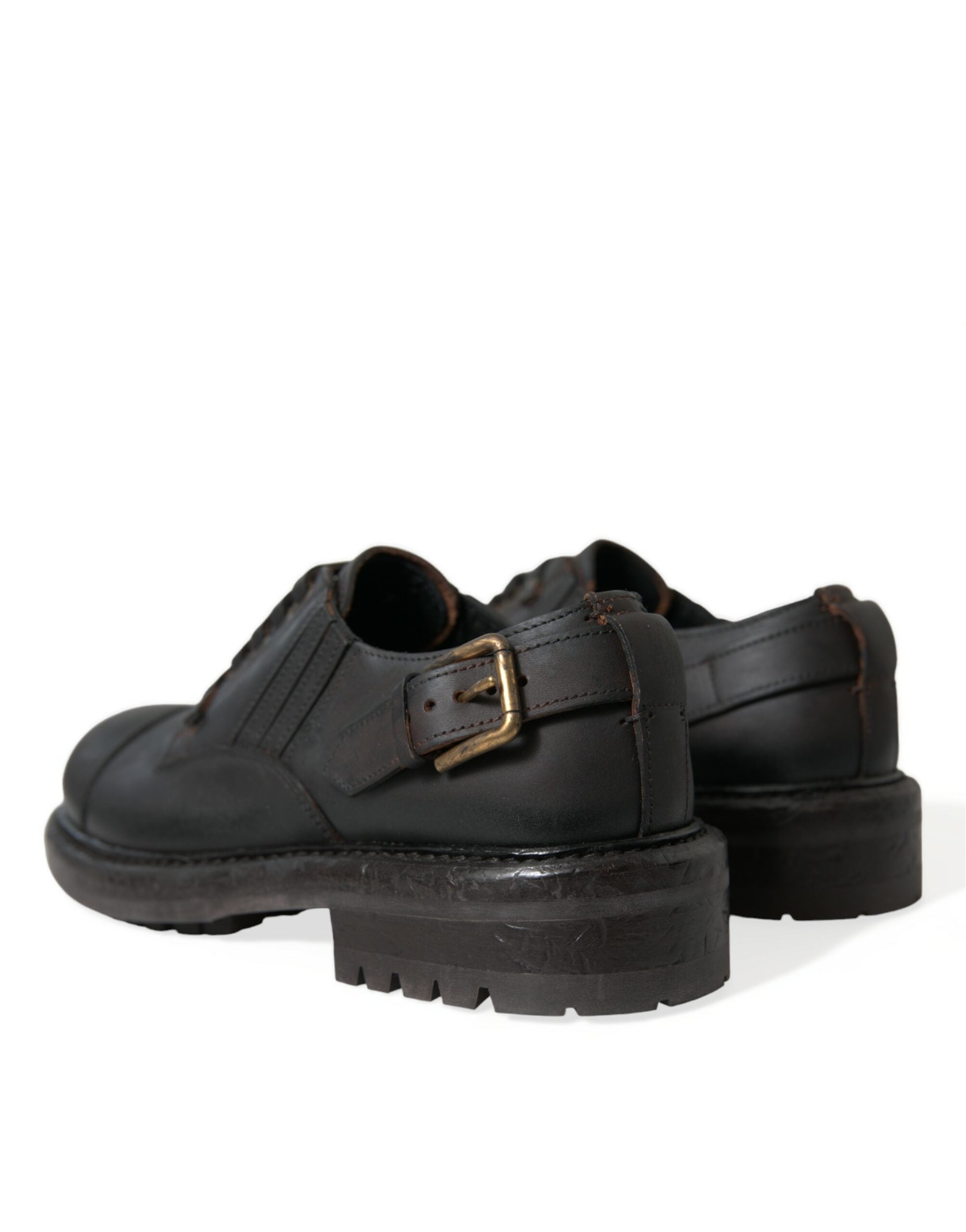 Dolce & Gabbana Brown Leather Lace Up Derby Men Dress Shoes Dolce & Gabbana