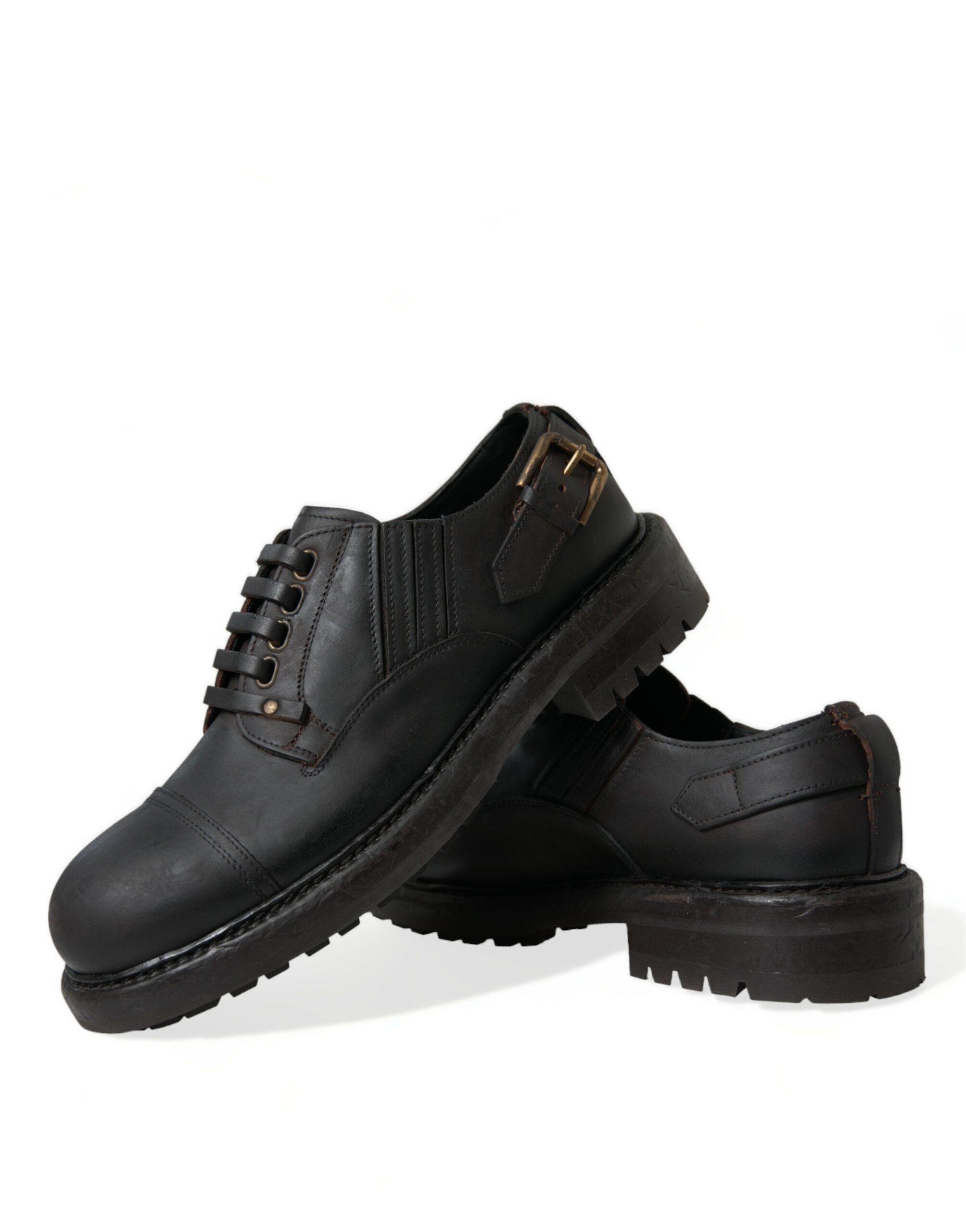 Dolce & Gabbana Brown Leather Lace Up Derby Men Dress Shoes Dolce & Gabbana