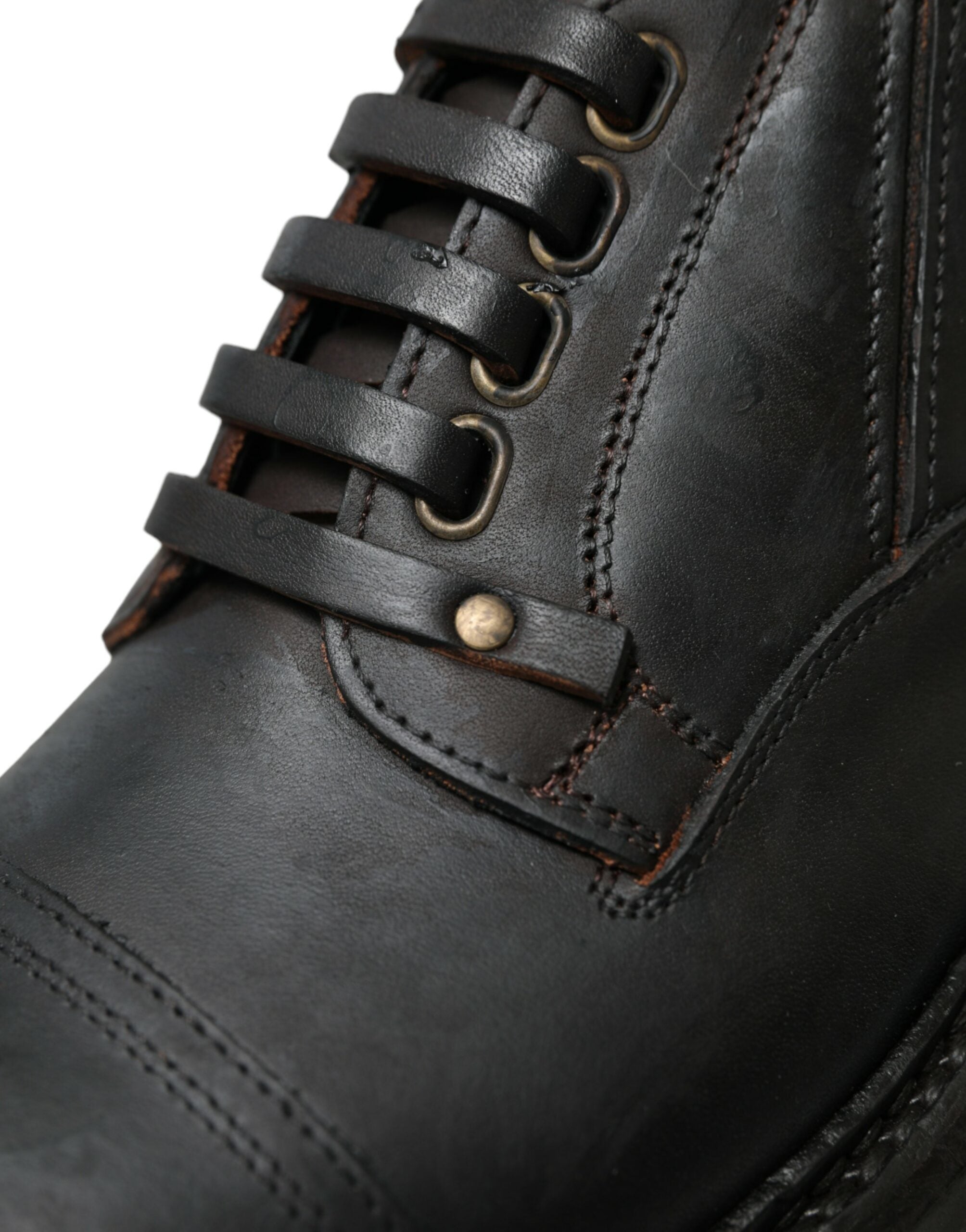 Dolce & Gabbana Brown Leather Lace Up Derby Men Dress Shoes Dolce & Gabbana