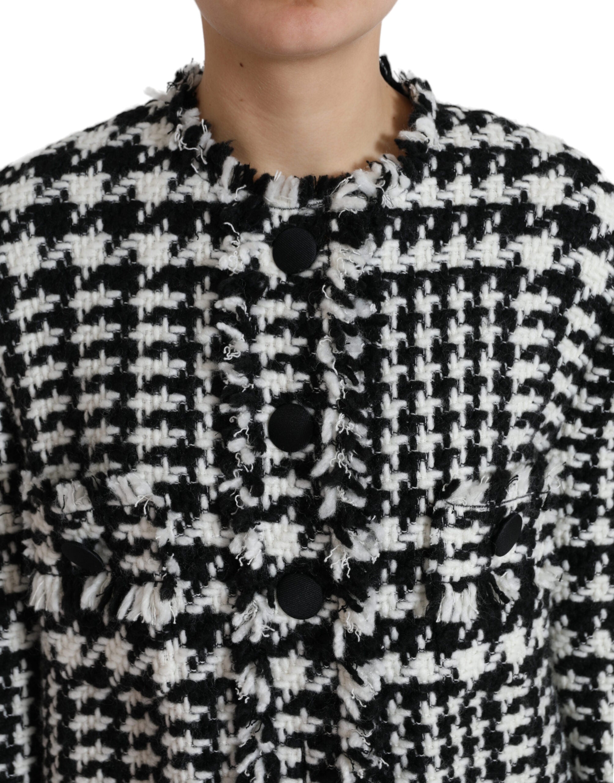 Dolce & Gabbana Black White Houndstooth Trench Coat Jacket Dolce & Gabbana