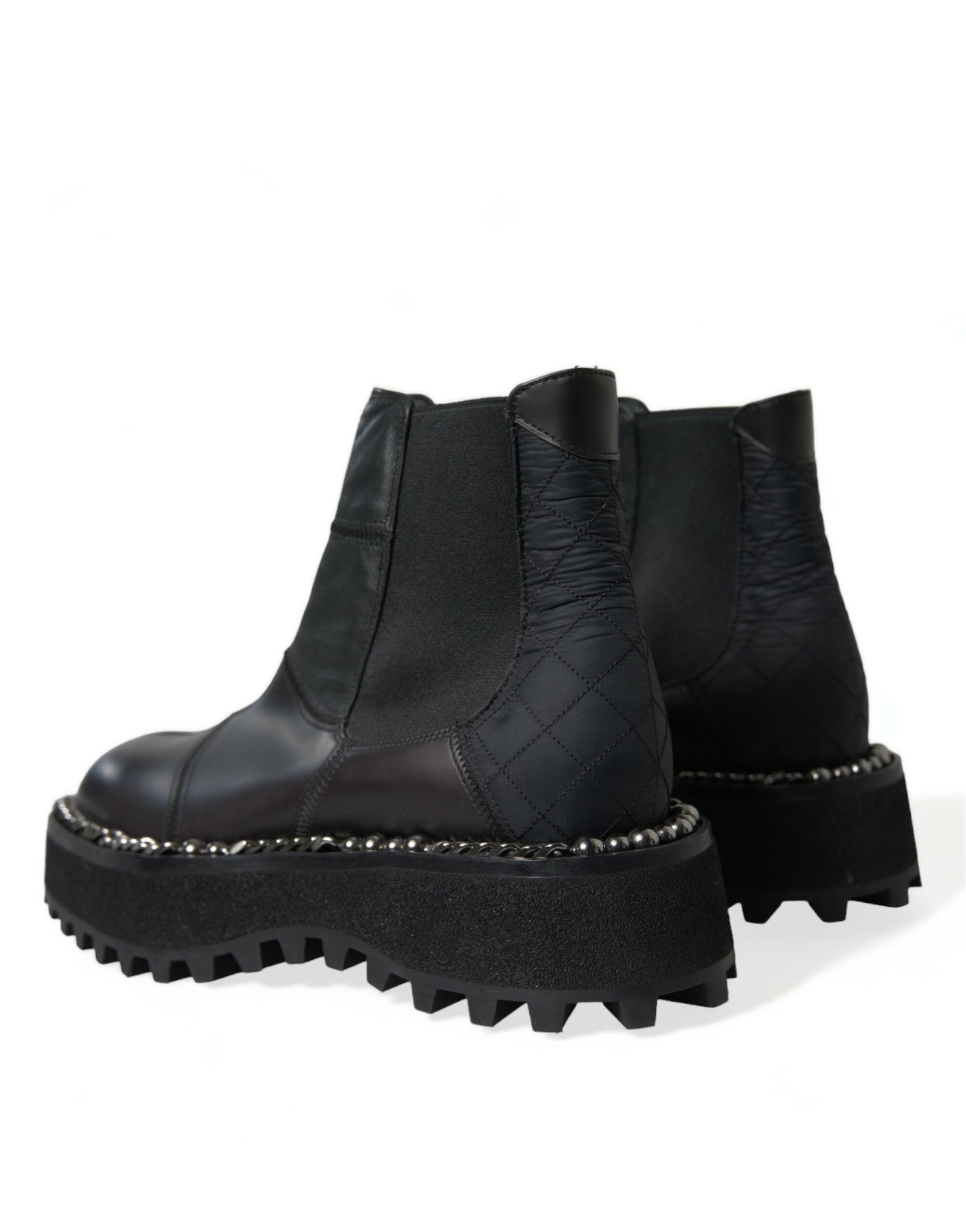 Dolce & Gabbana Black Leather Slip On Stretch Chelsea Boots Shoes Dolce & Gabbana