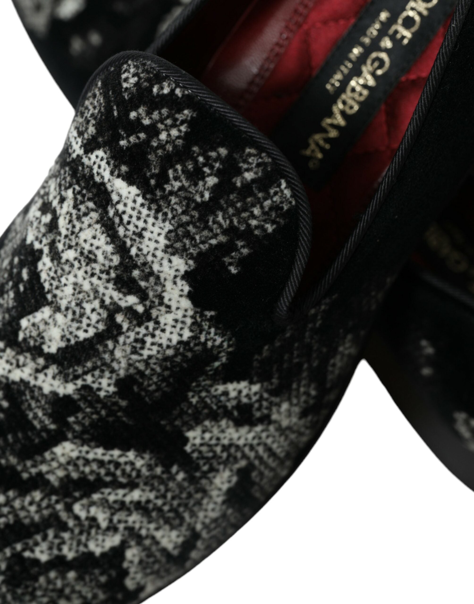 Dolce & Gabbana Black Floral Slippers Men Loafers Dress Shoes Dolce & Gabbana