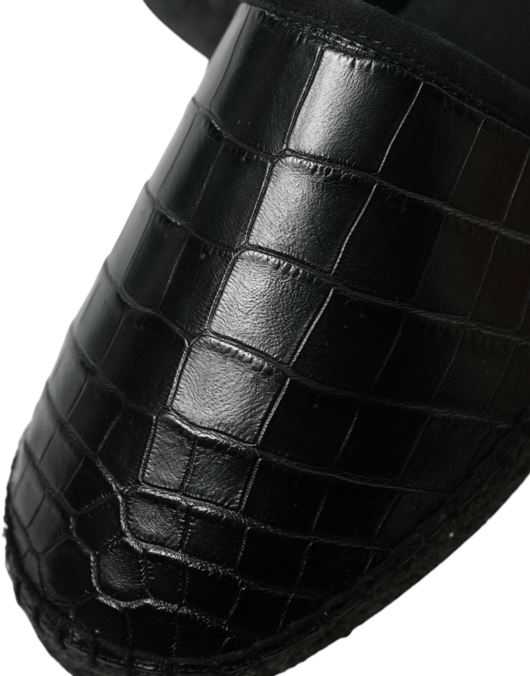 Dolce & Gabbana Black Exotic Leather Espadrilles Slip On Shoes Dolce & Gabbana