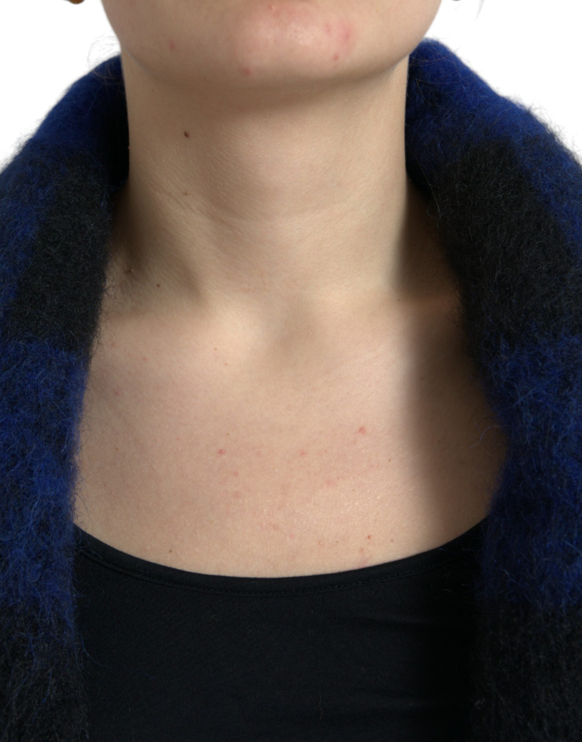 Dolce & Gabbana Black Blue Buffalo Check Poncho Coat Sweater Dolce & Gabbana