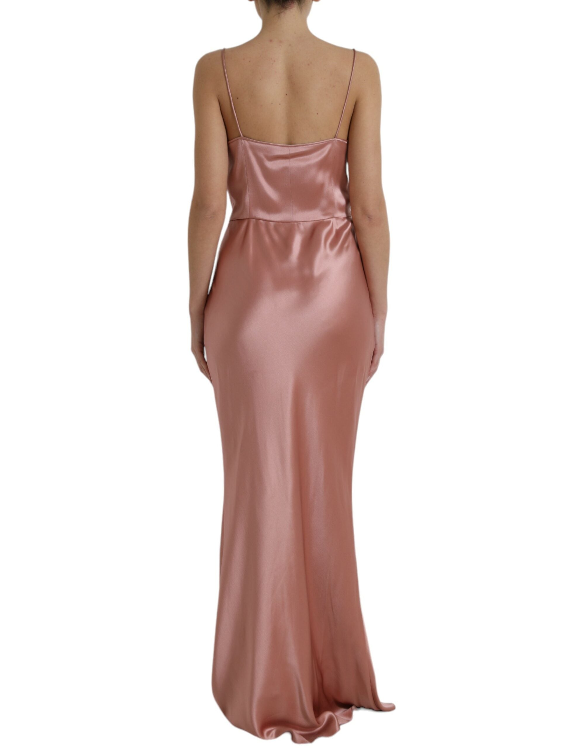 Dolce & Gabbana Pink Silk Spaghetti Straps Long Gown Dress Dolce & Gabbana